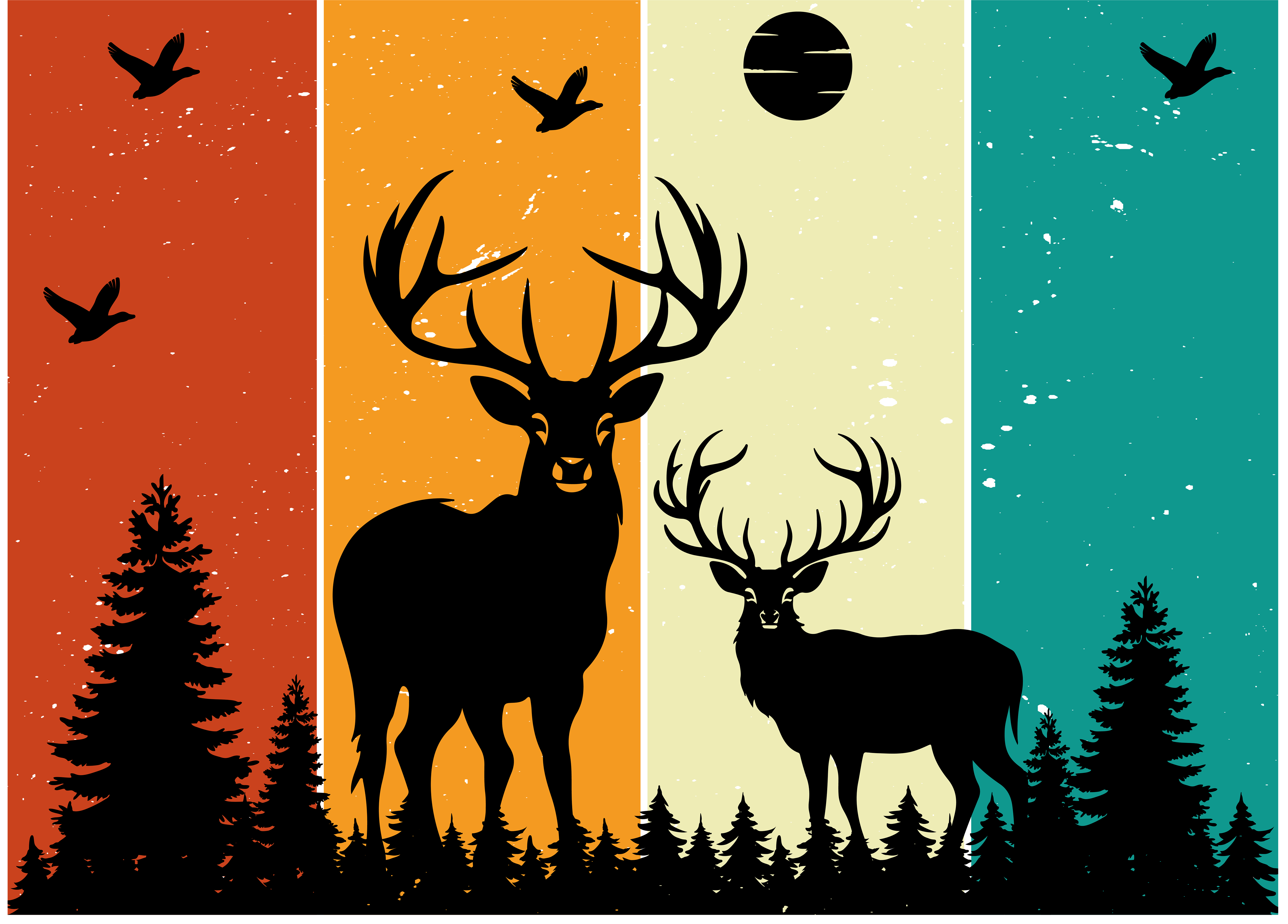 Vintage Deer Wilderness DTF Transfer
