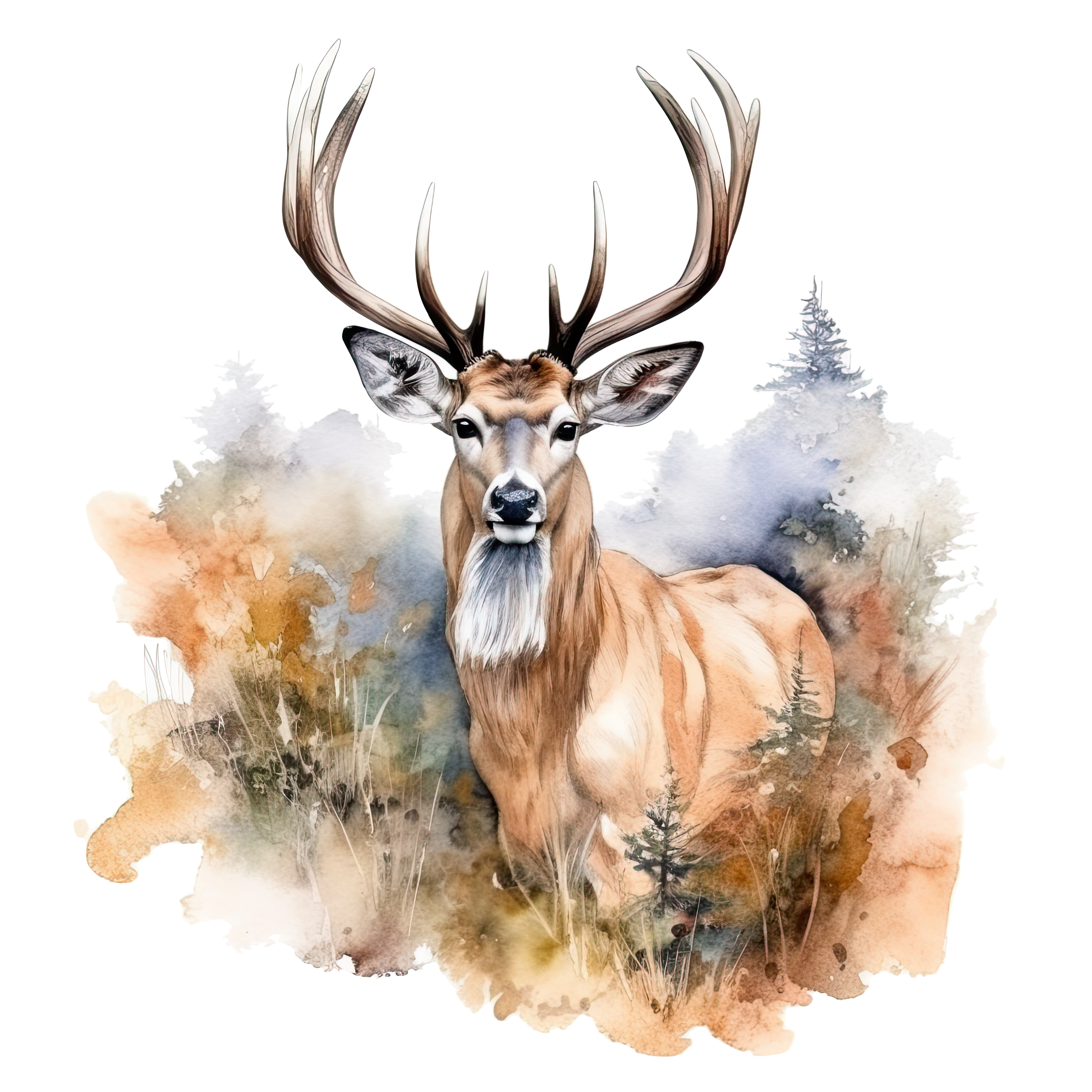 Watercolor Woodland Deer DTF Transfer