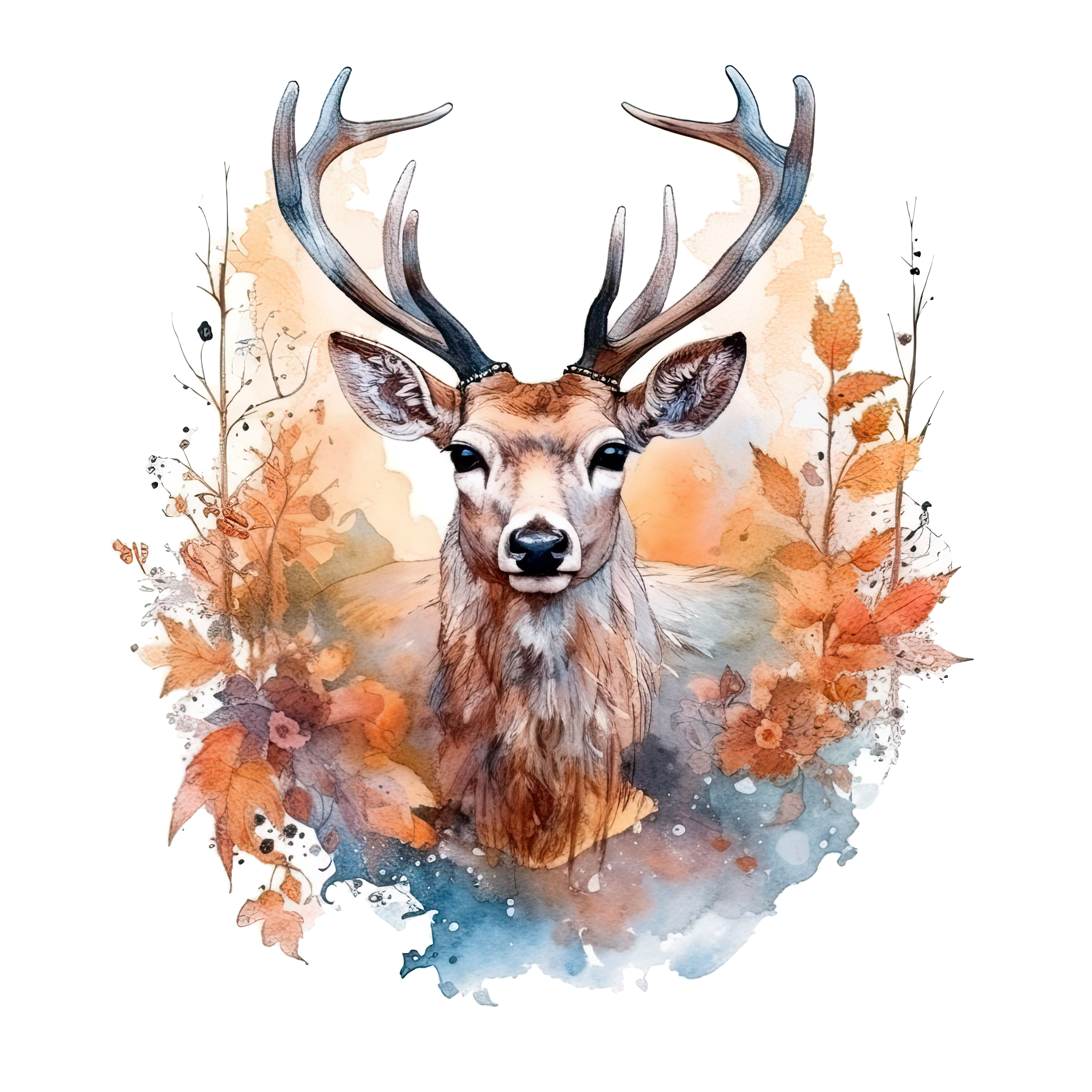Autumn Watercolor Buck DTF Transfer
