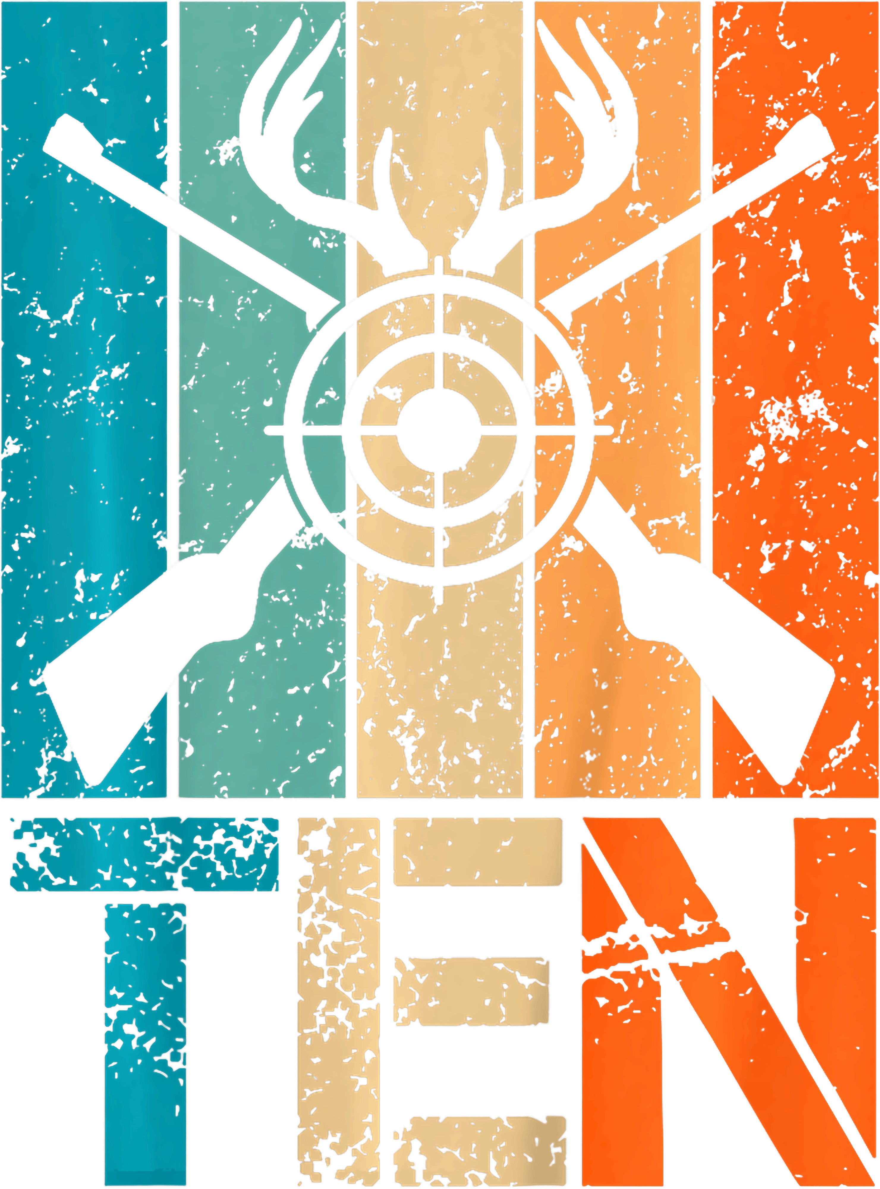 Ten Deer Hunting Rifle Crosshair Vintage Hunter DTF Transfer