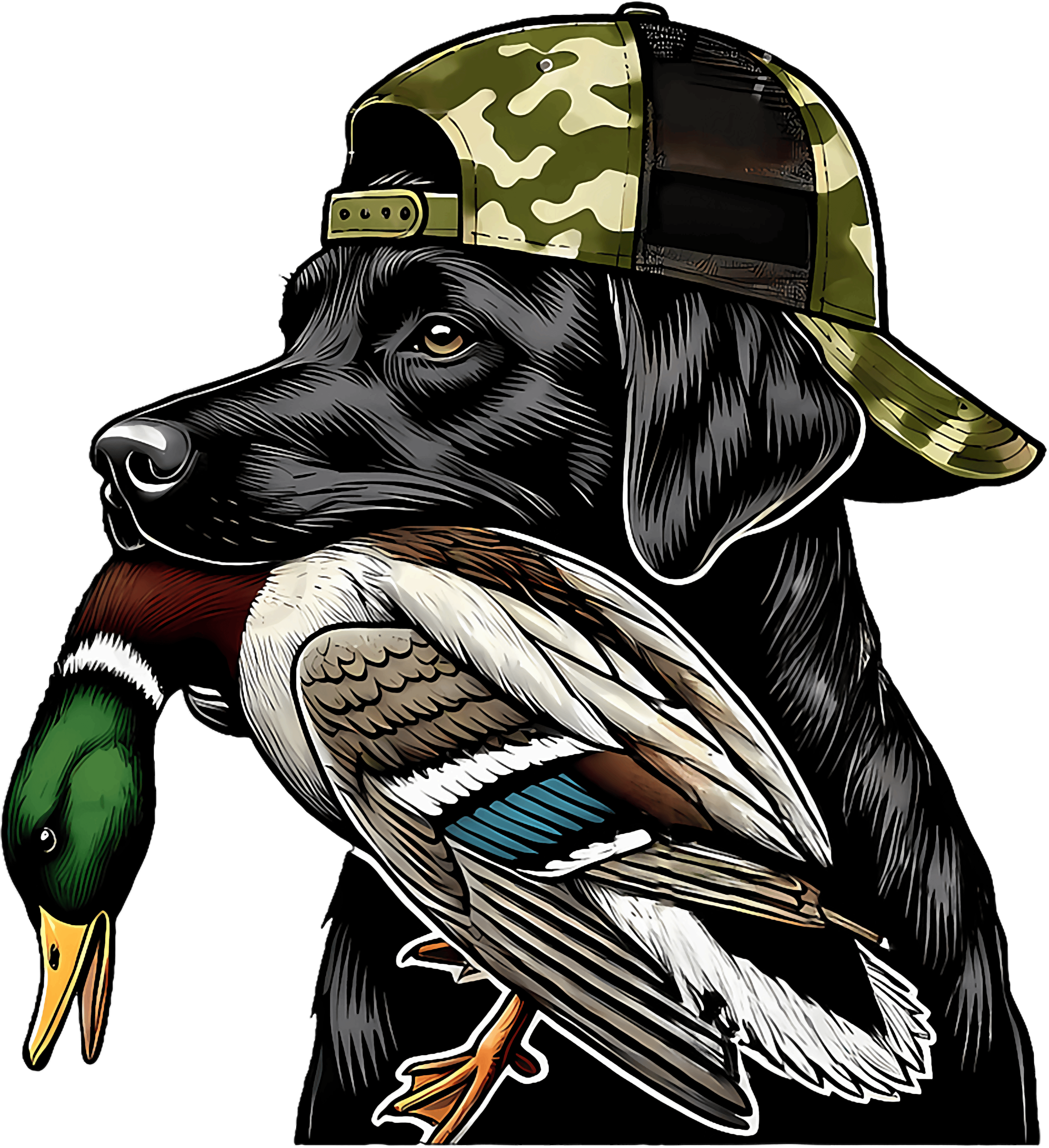 Duck Hunting Dog Mallard Retriever Hunter DTF Transfer