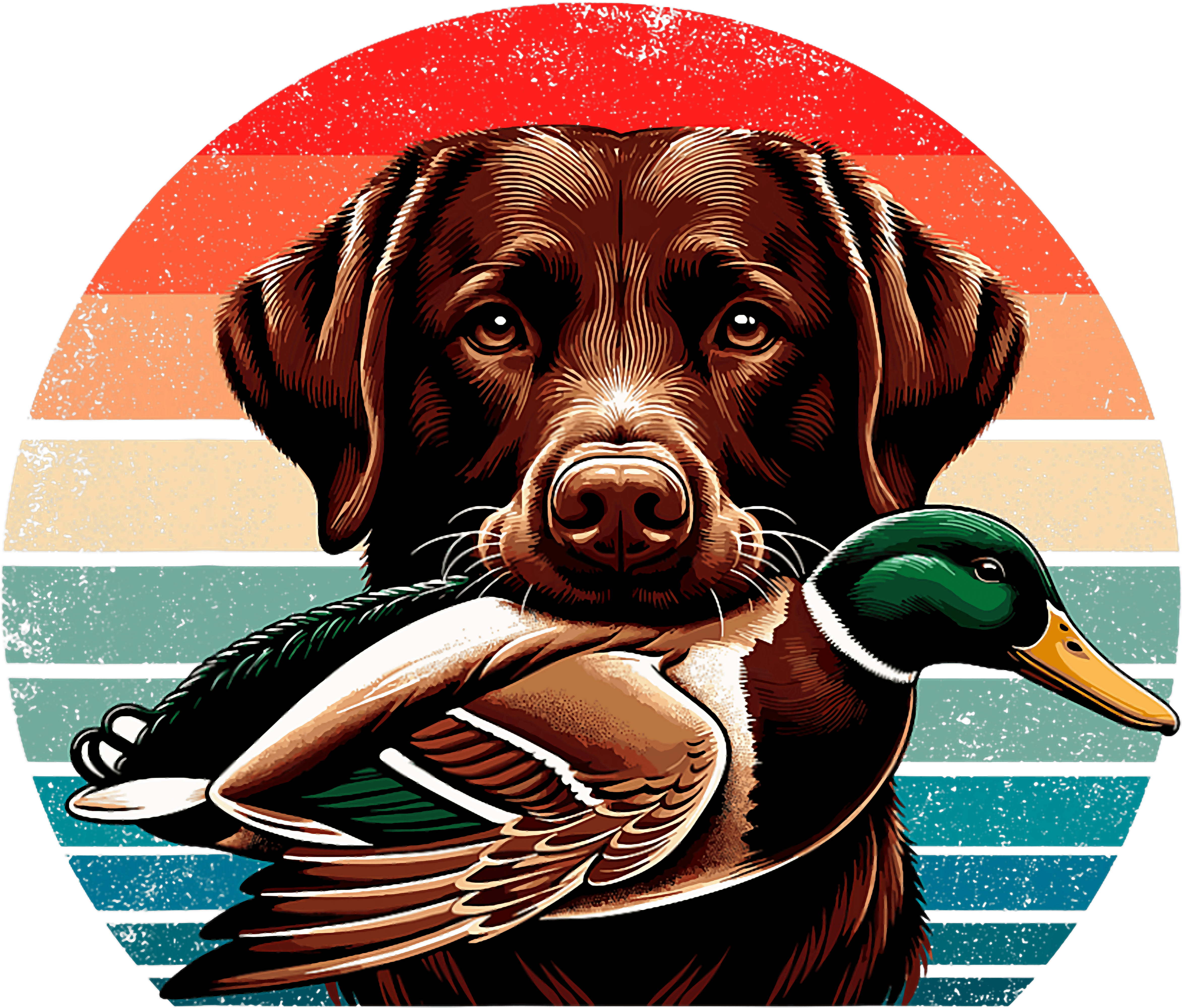 Chocolate Lab Duck Hunting DTF Transfer