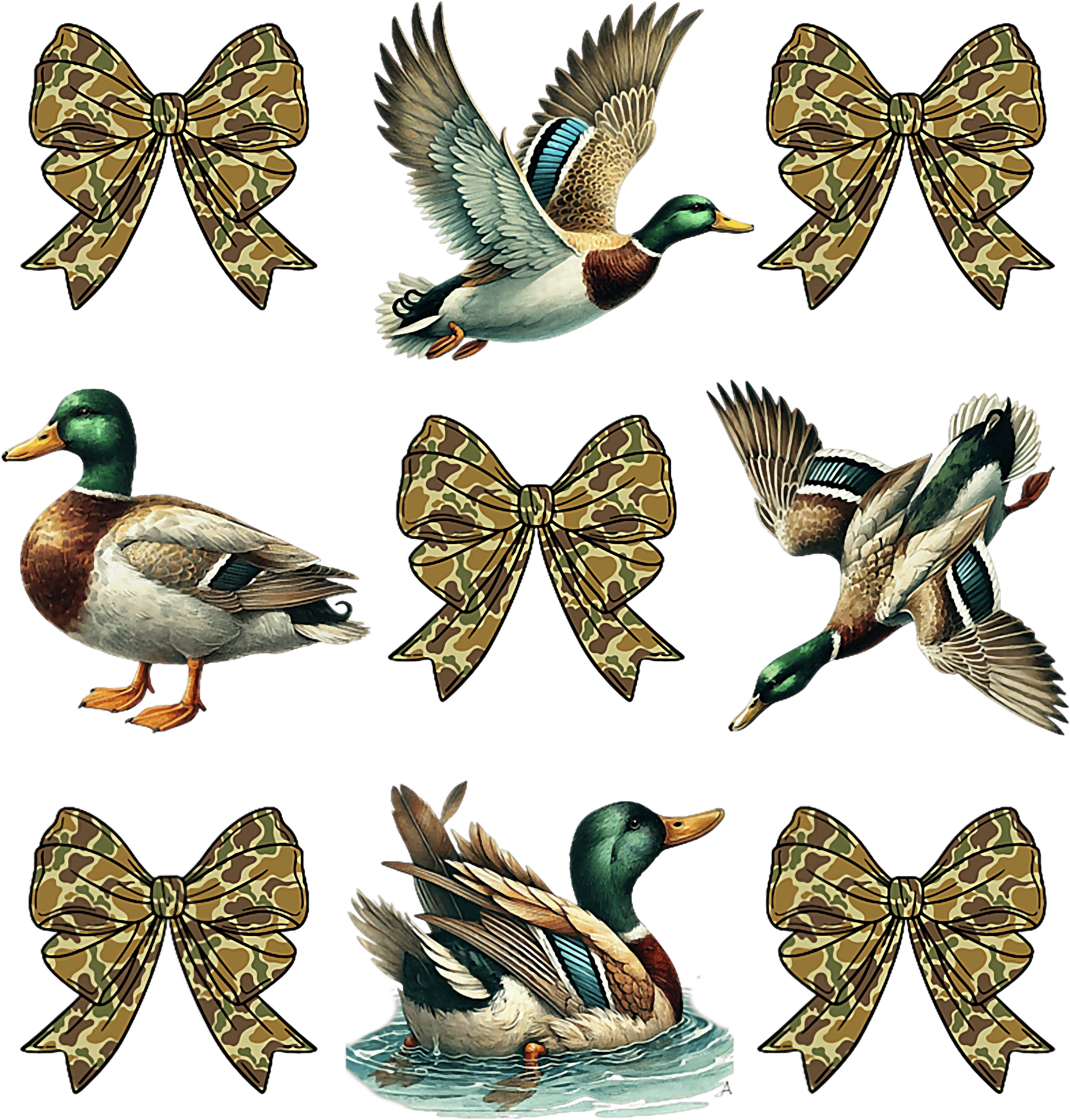 Duck Hunting Camo Bow DTF Transfer