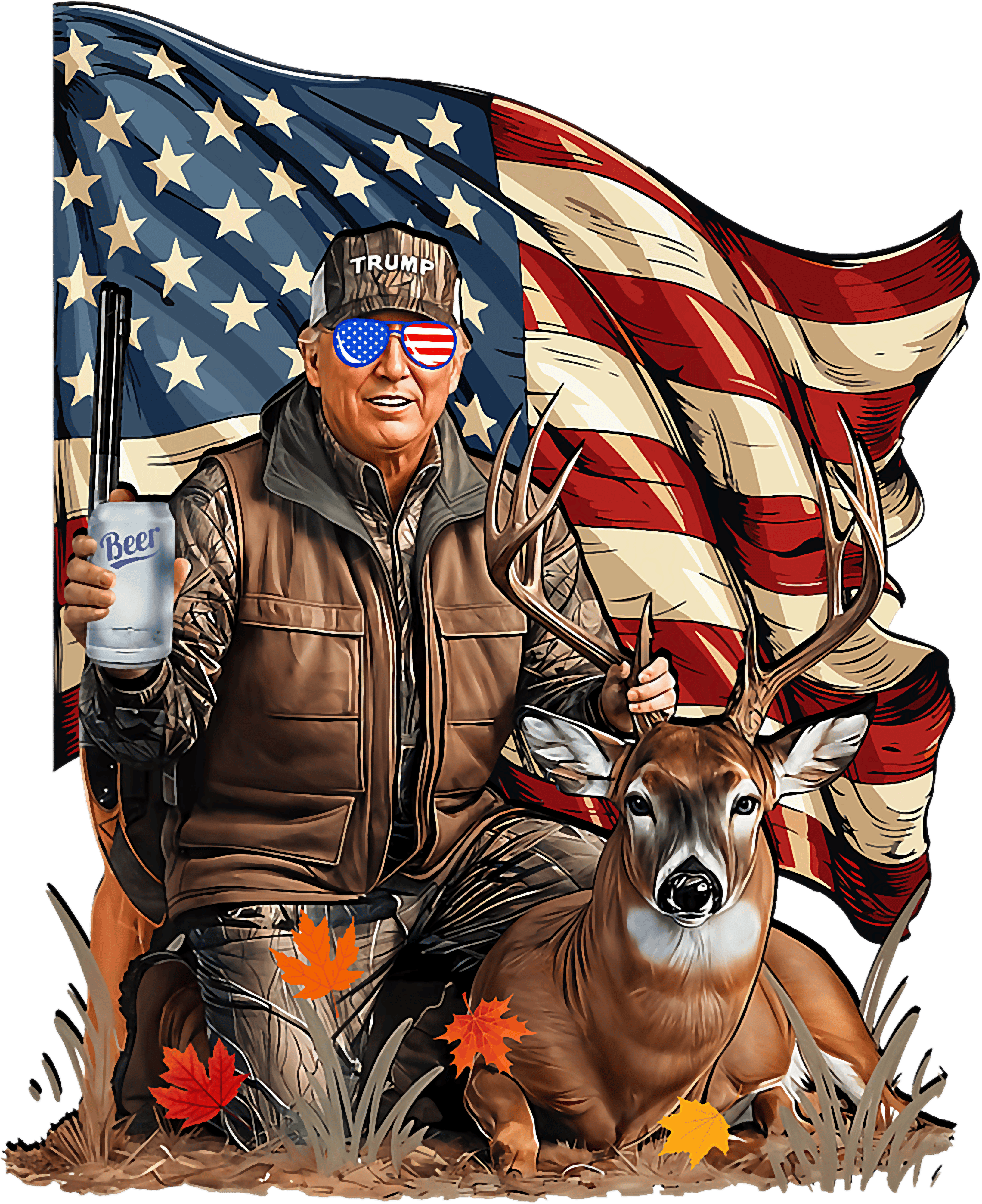 Trump Deer Hunter Patriotic Hunting DTF Transfer