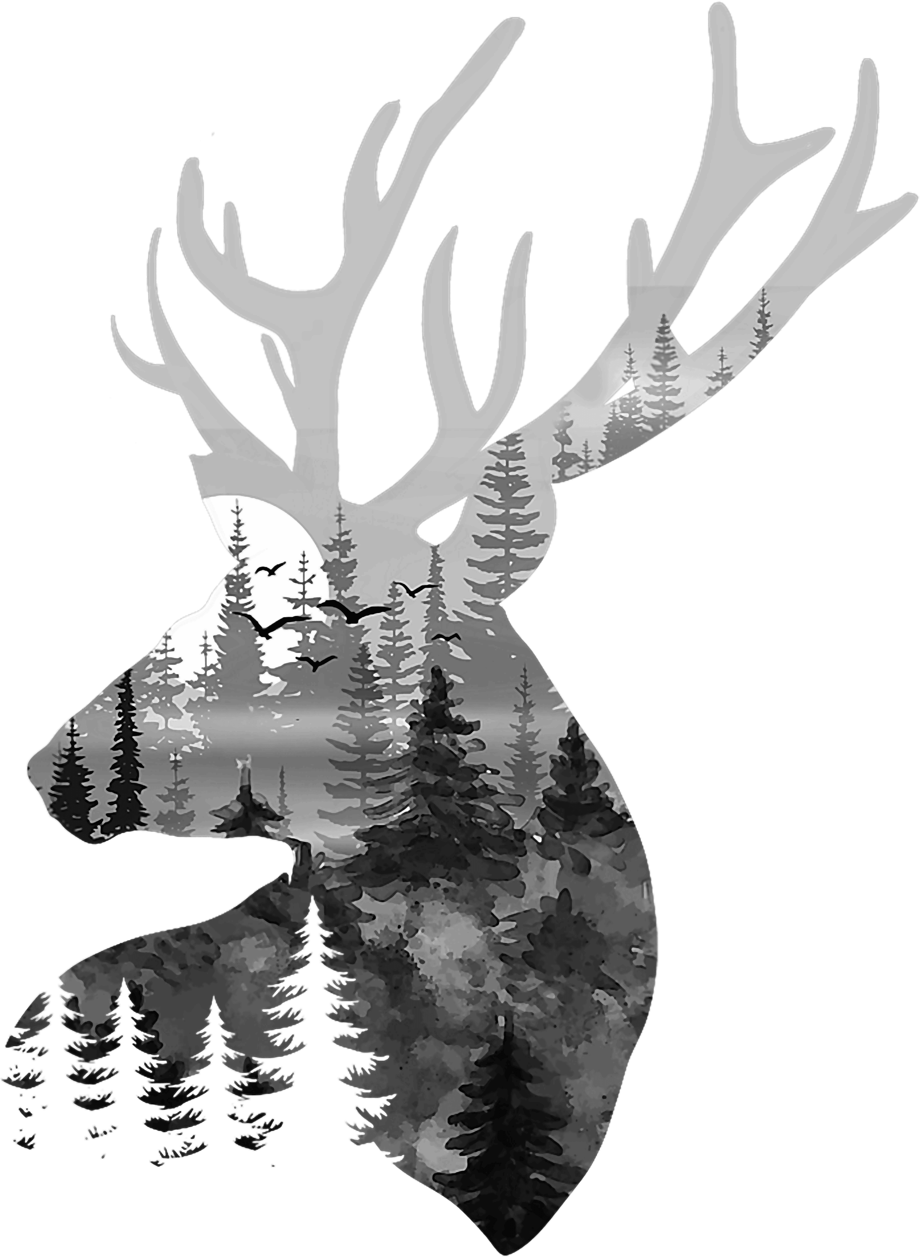 Deer Forest Silhouette Hunting DTF Transfer