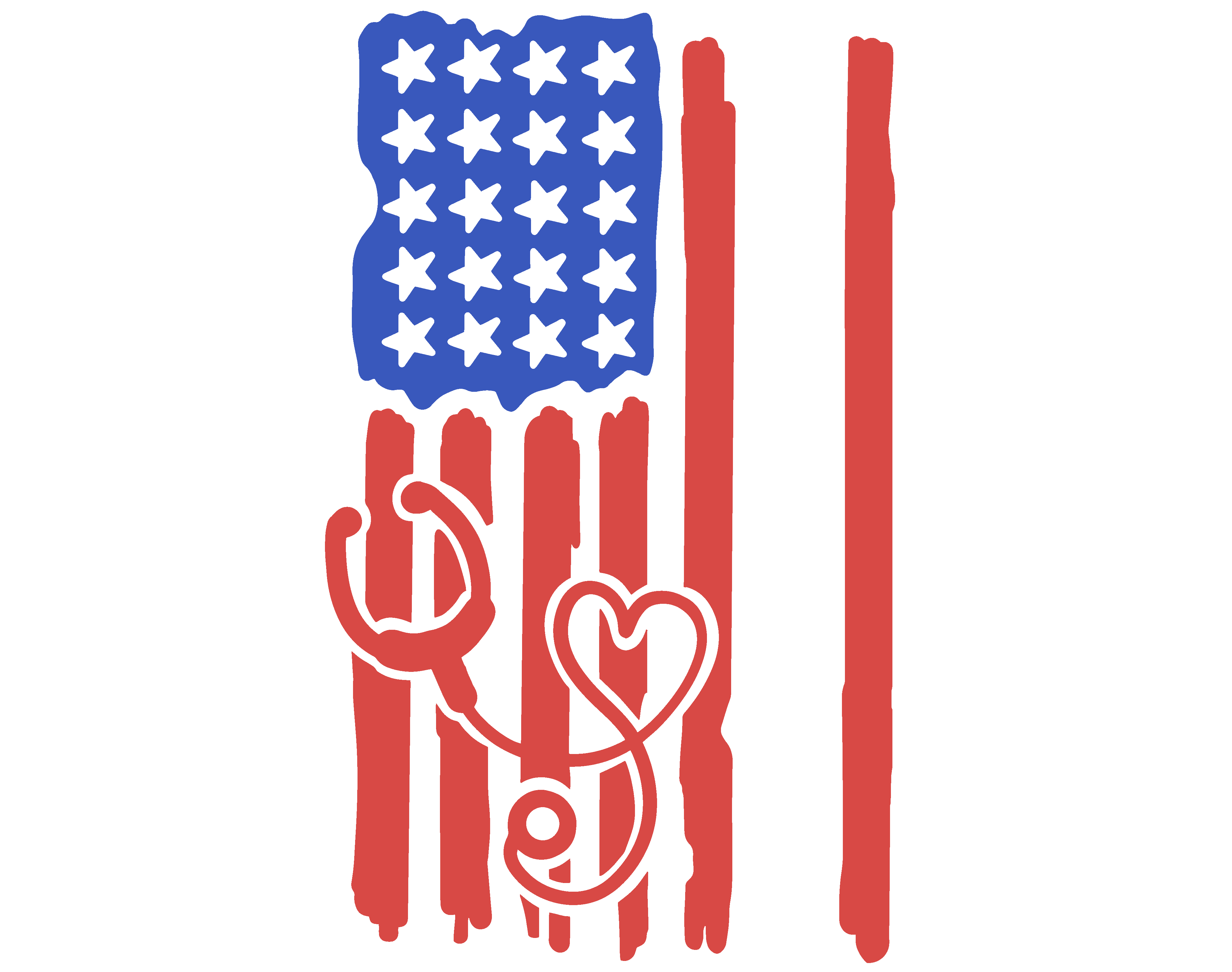 ICU Nurse Patriotic American Flag Stethoscope DTF Transfer