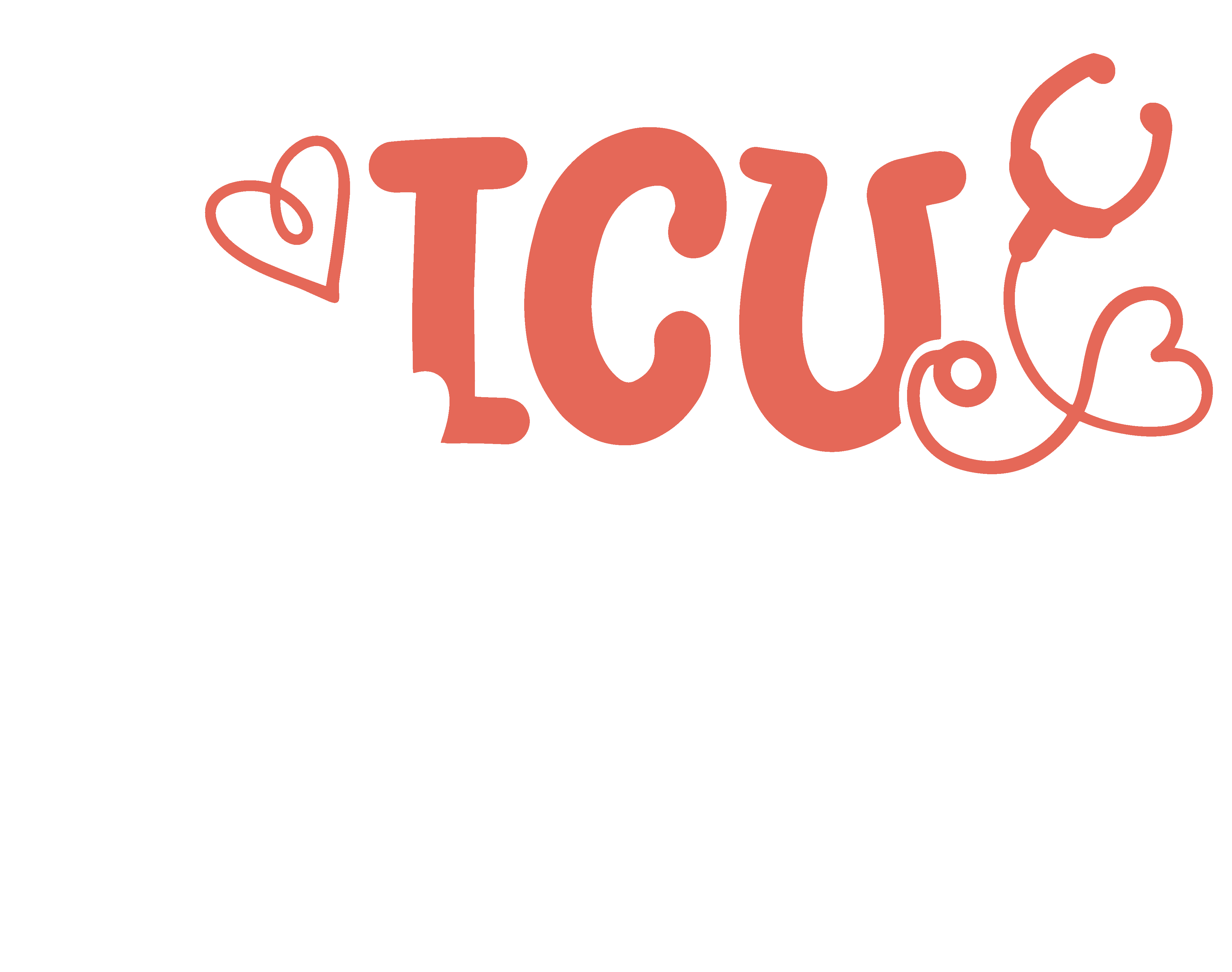 ICU Nurse Heart Stethoscope Script DTF Transfer