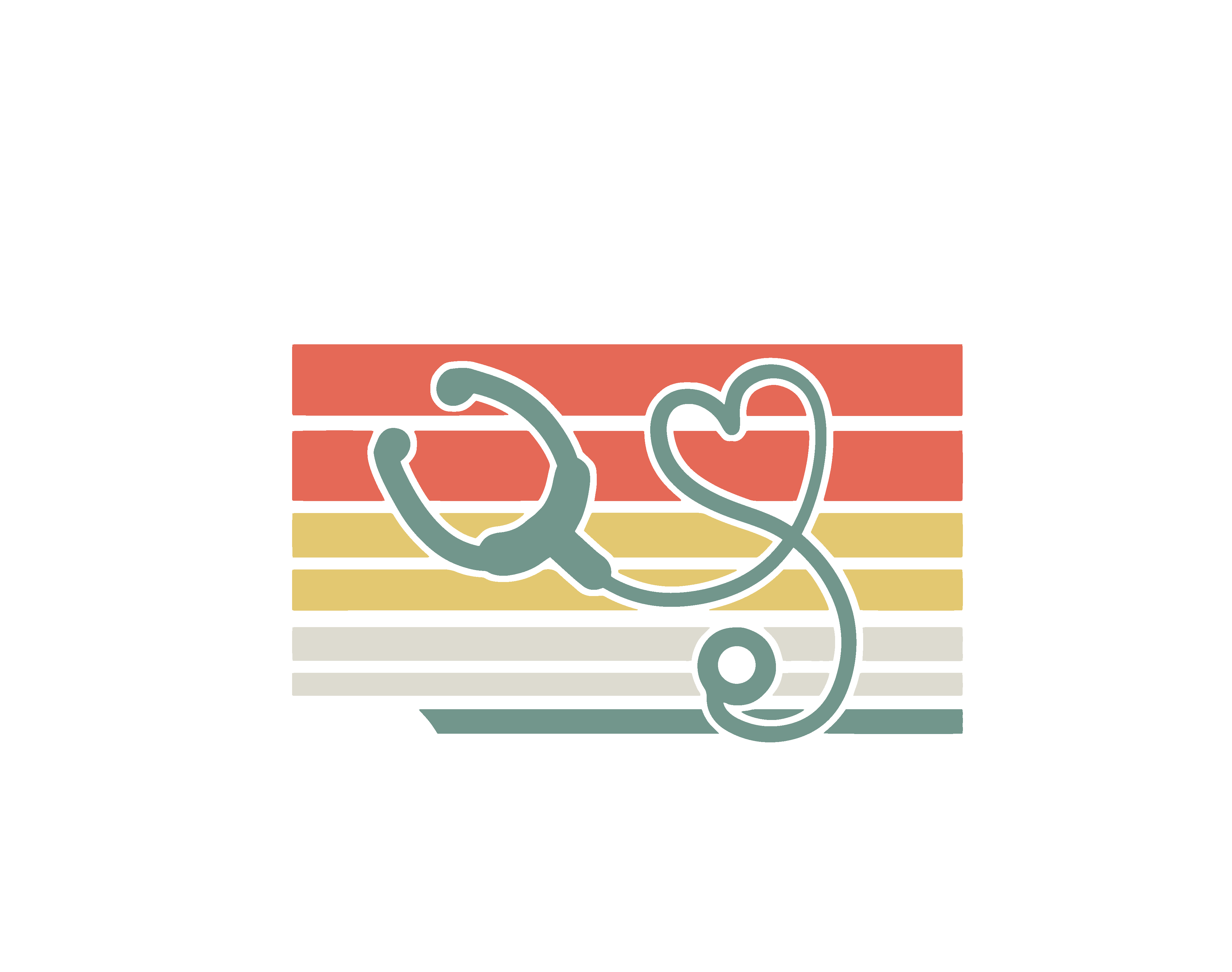 ICU Nurse Vintage Stethoscope Heart Retro Stripes DTF Transfer