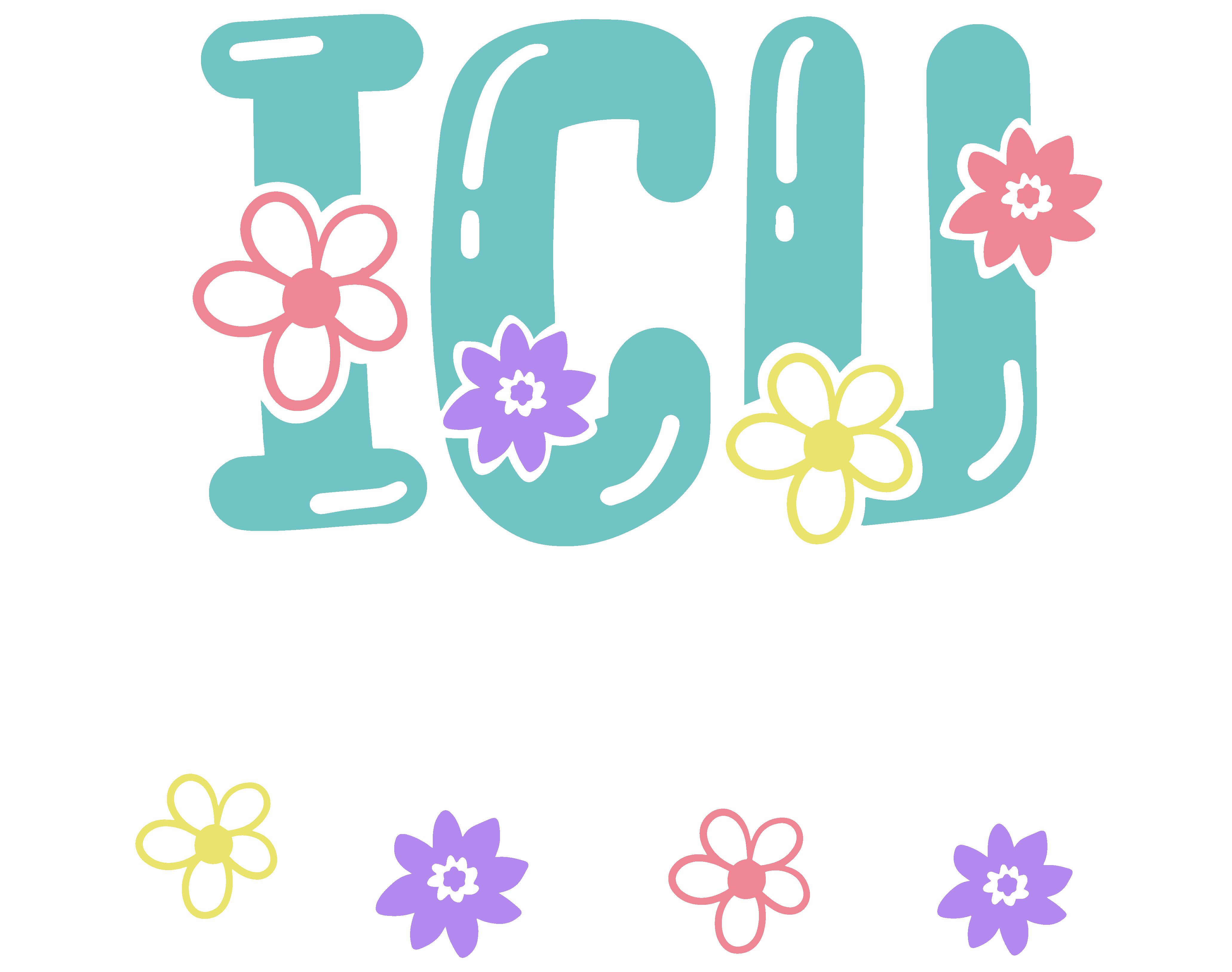 ICU Nurse Pastel Floral DTF Transfer