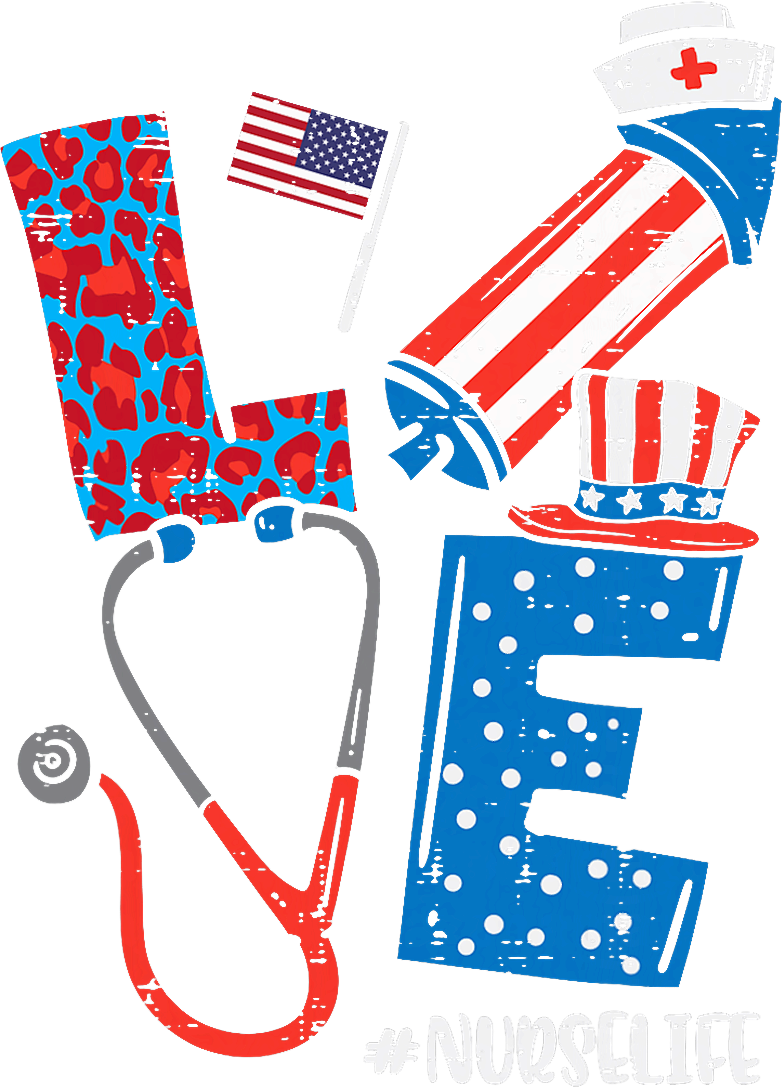 Patriotic Nurse Life DTF Transfer