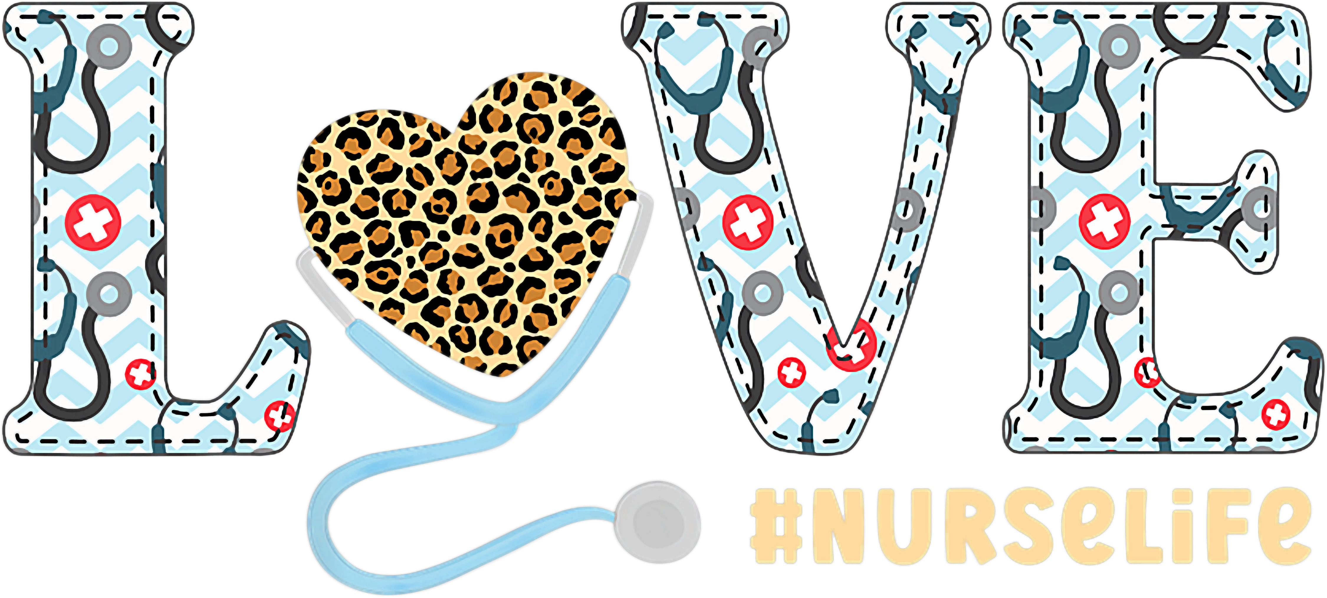 Leopard Heart Nurse Life DTF Transfer