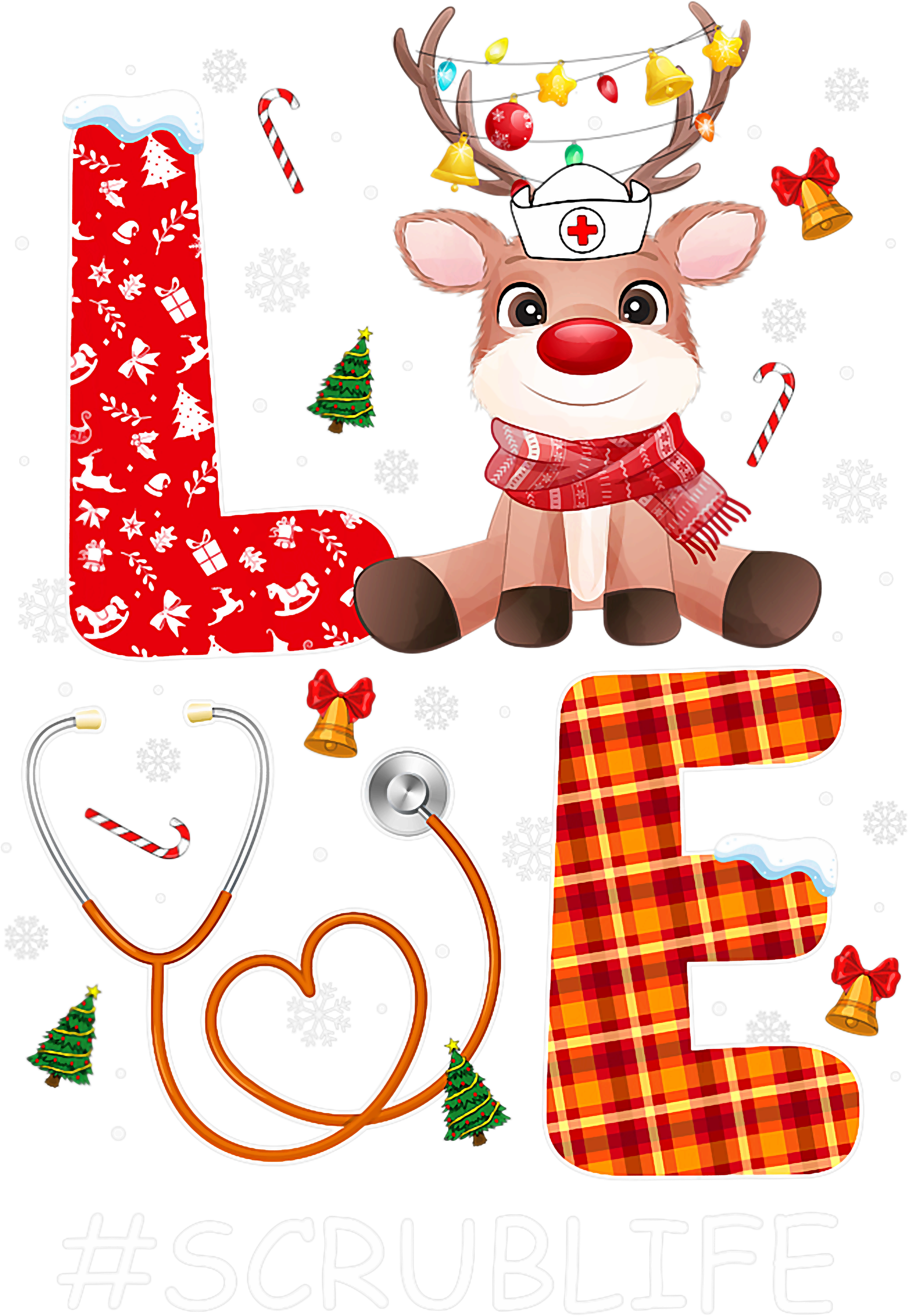 Christmas Nurse Scrub Life DTF Transfer