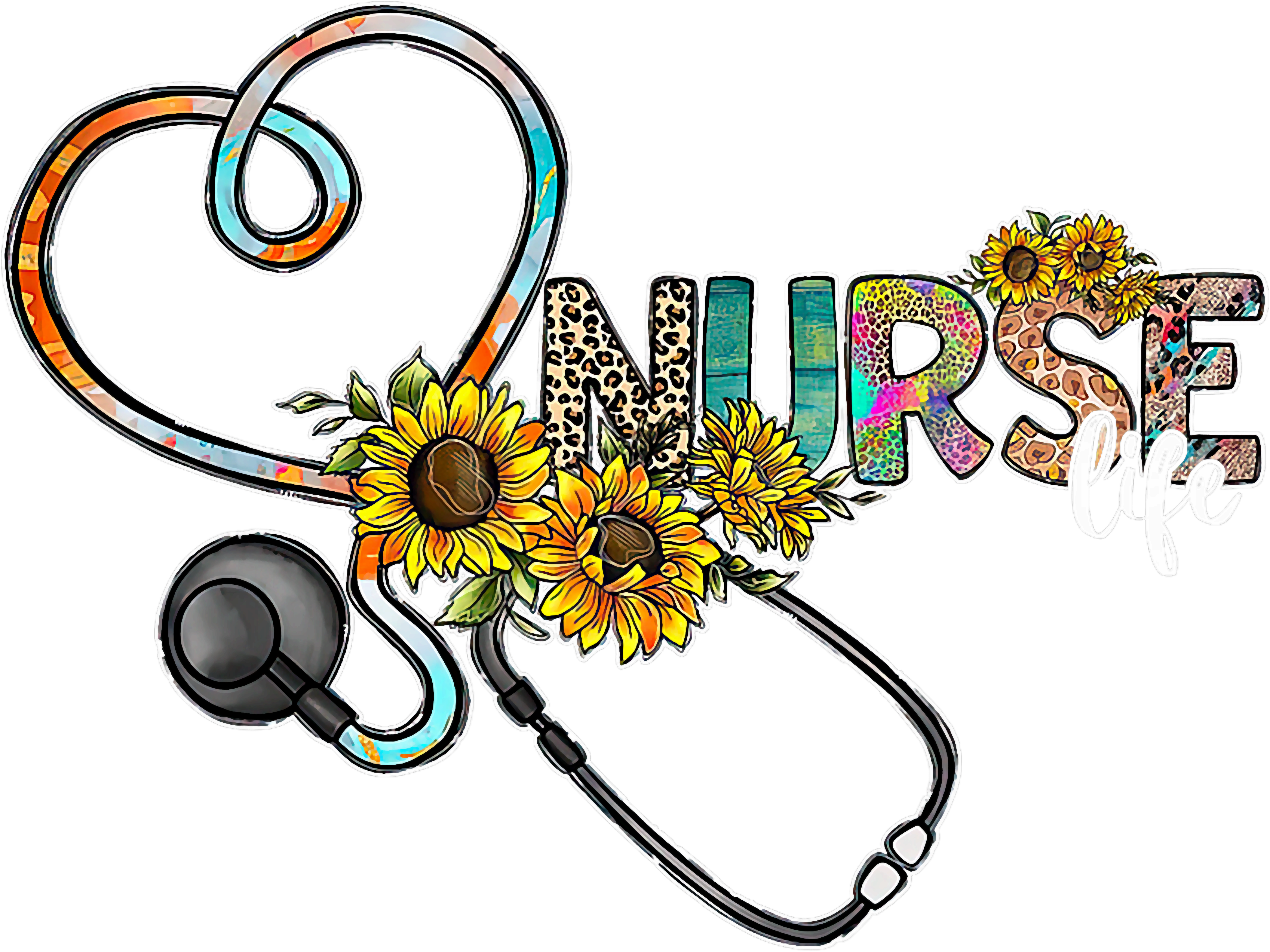 Sunflower Nurse Life DTF Transfer