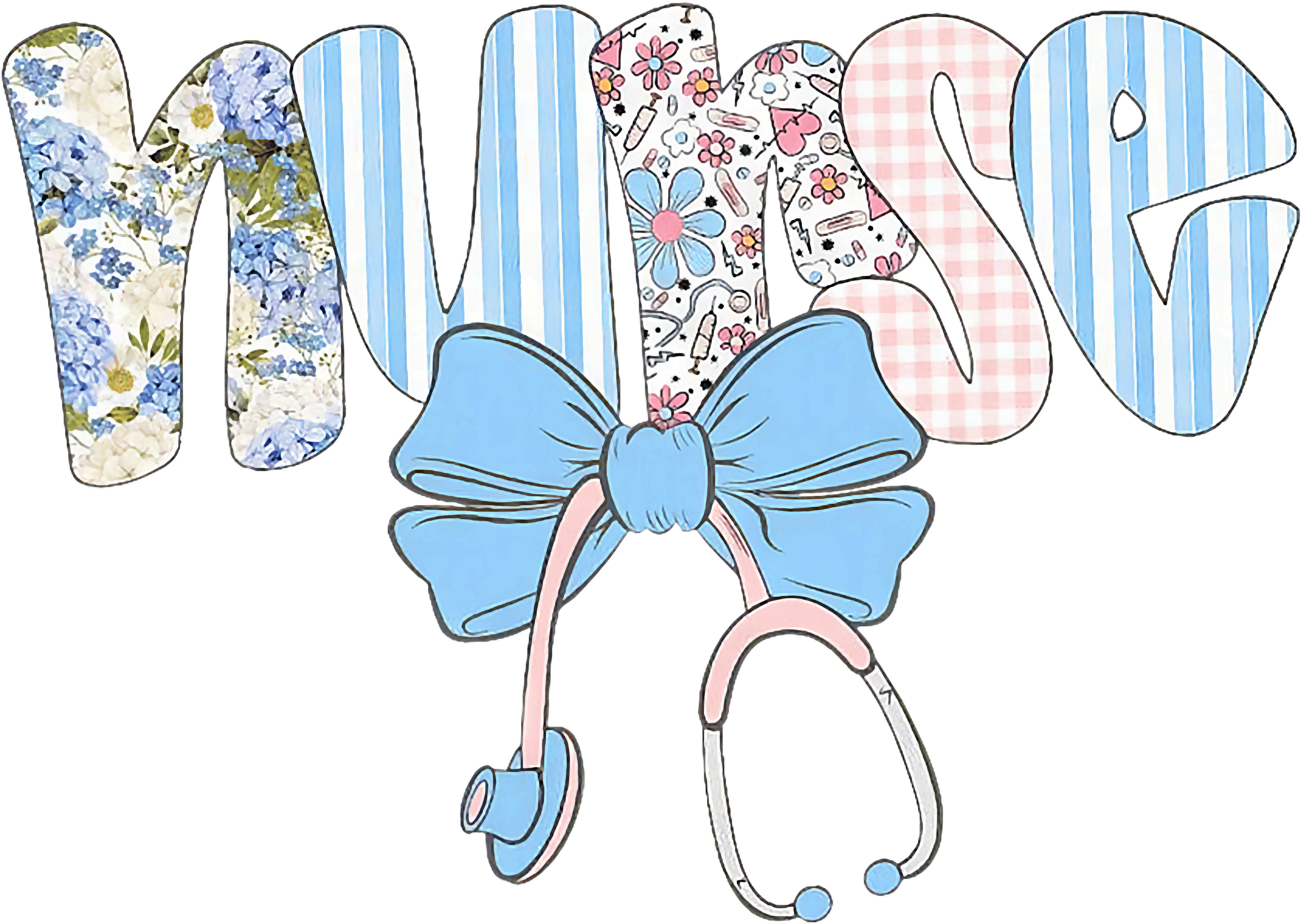 Floral Bow Nurse Life DTF Transfer
