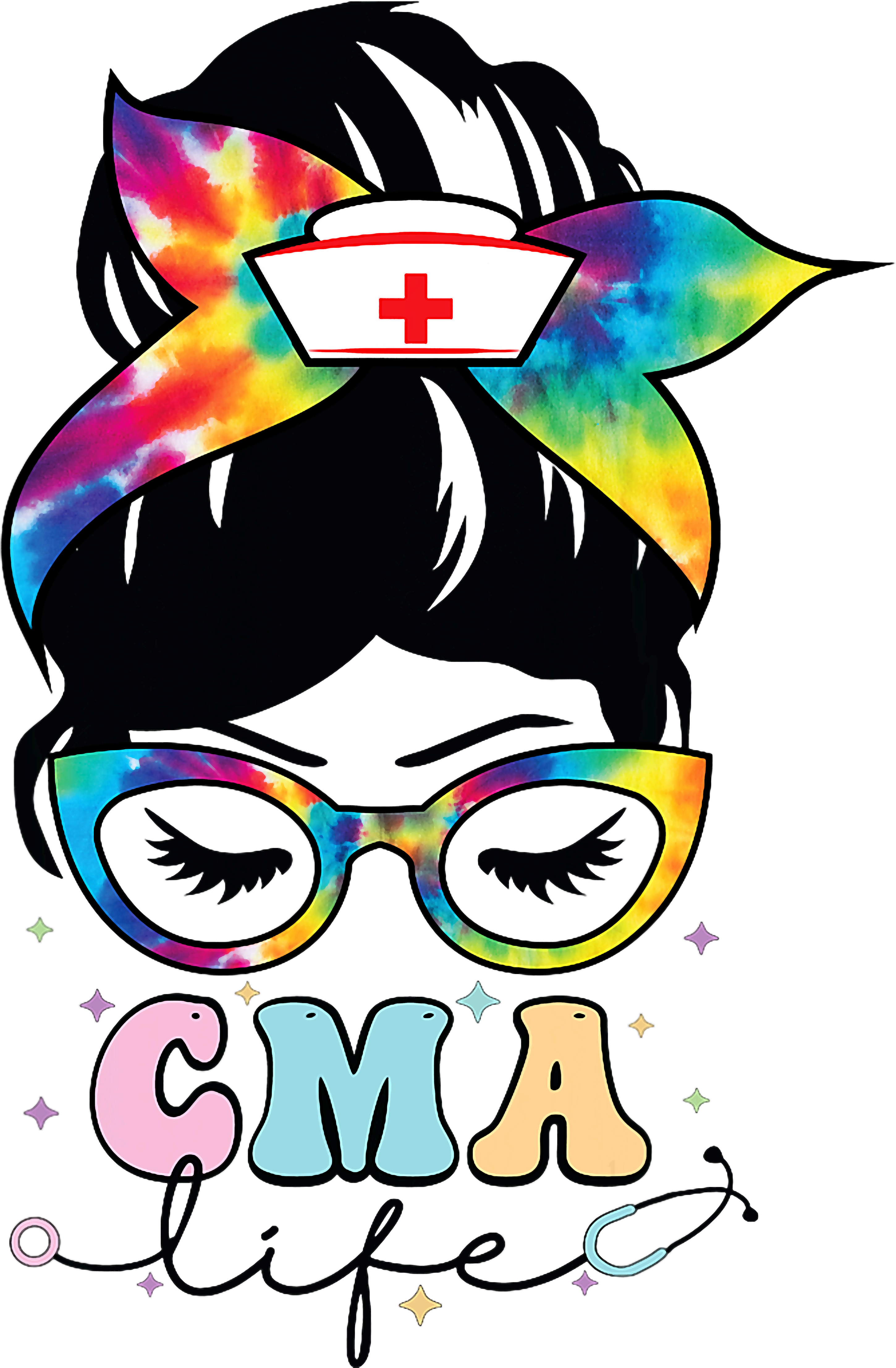 Colorful Medical Assistant Life DTF Transfer
