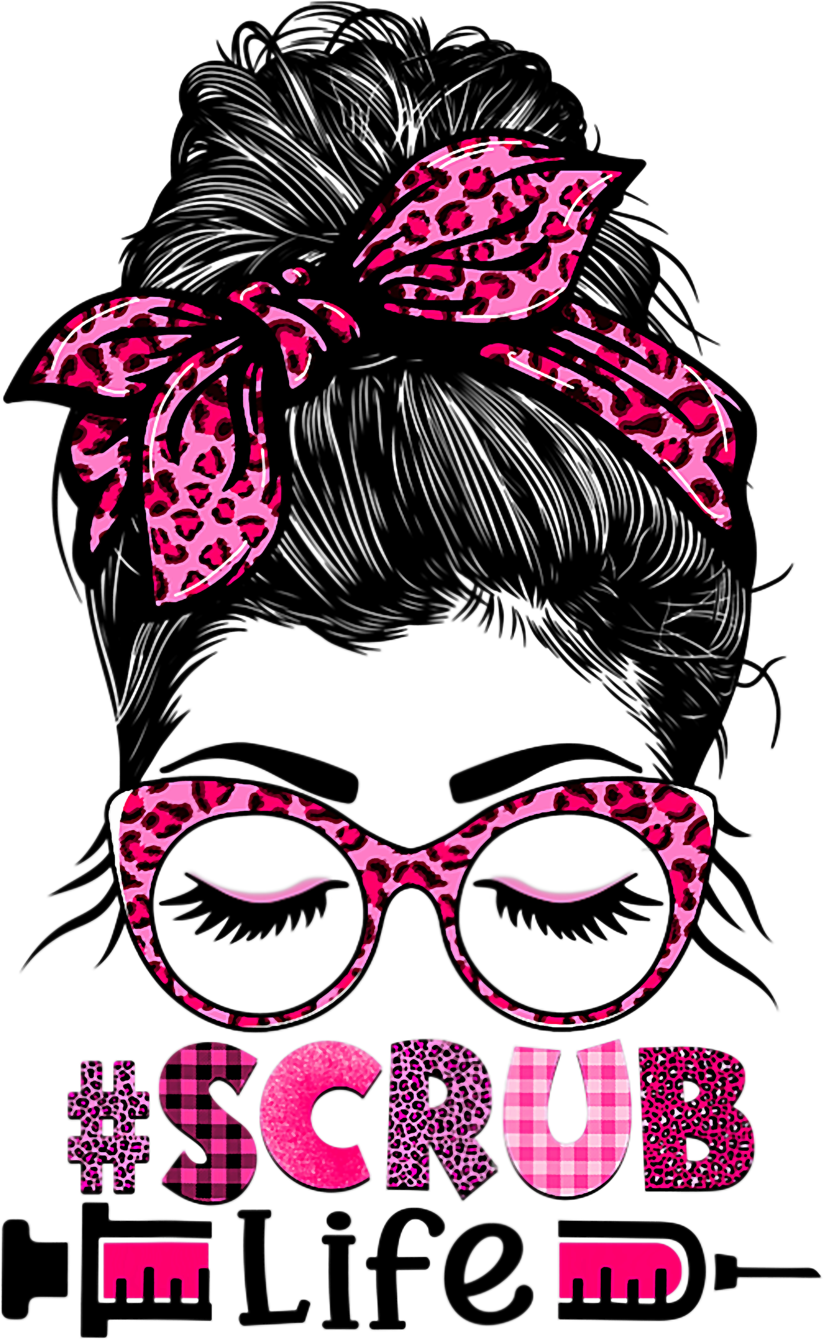 Pink Leopard Scrub Life DTF Transfer