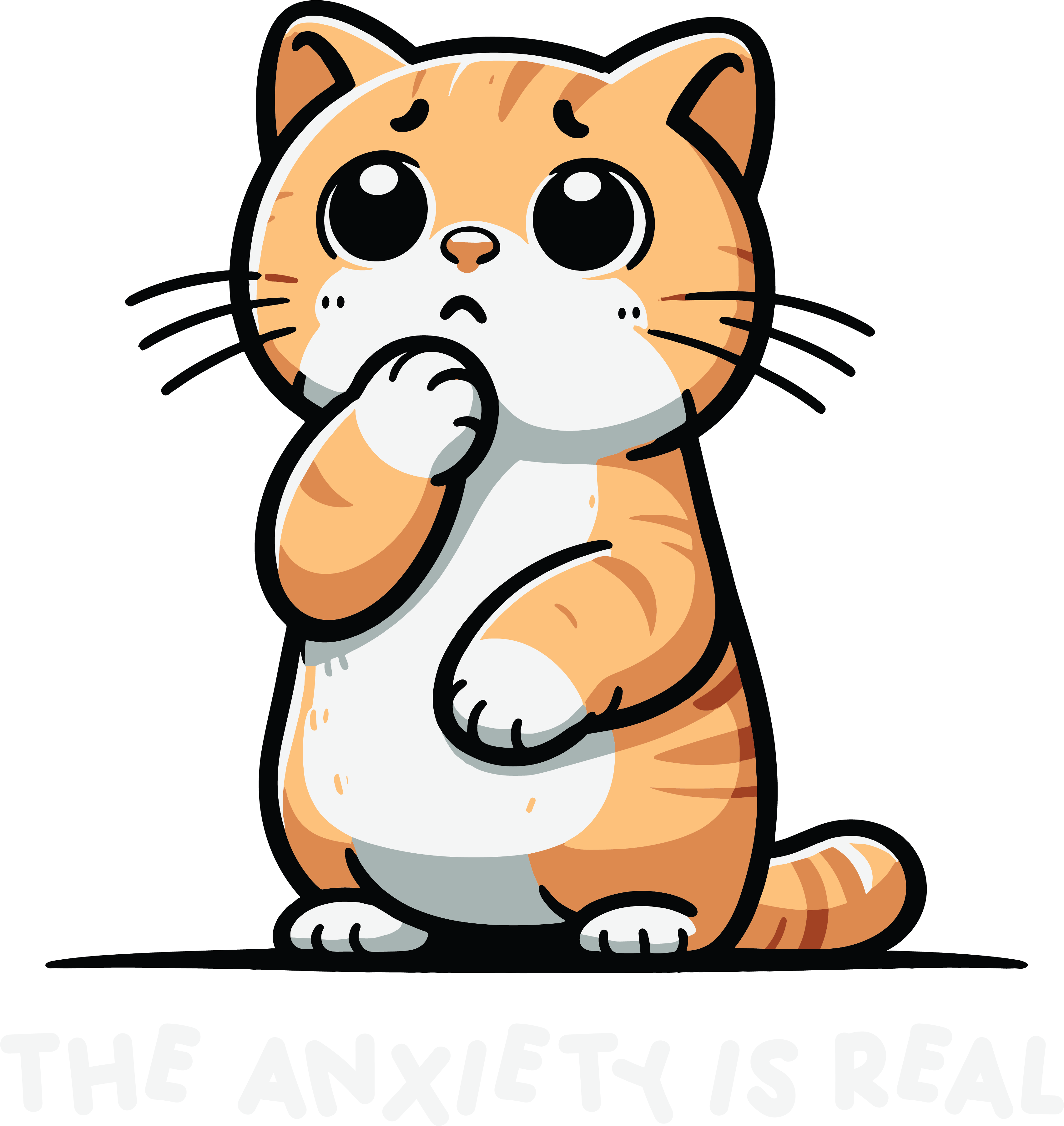 The Anxiety Is Real Cute Cat DTF Transfer
