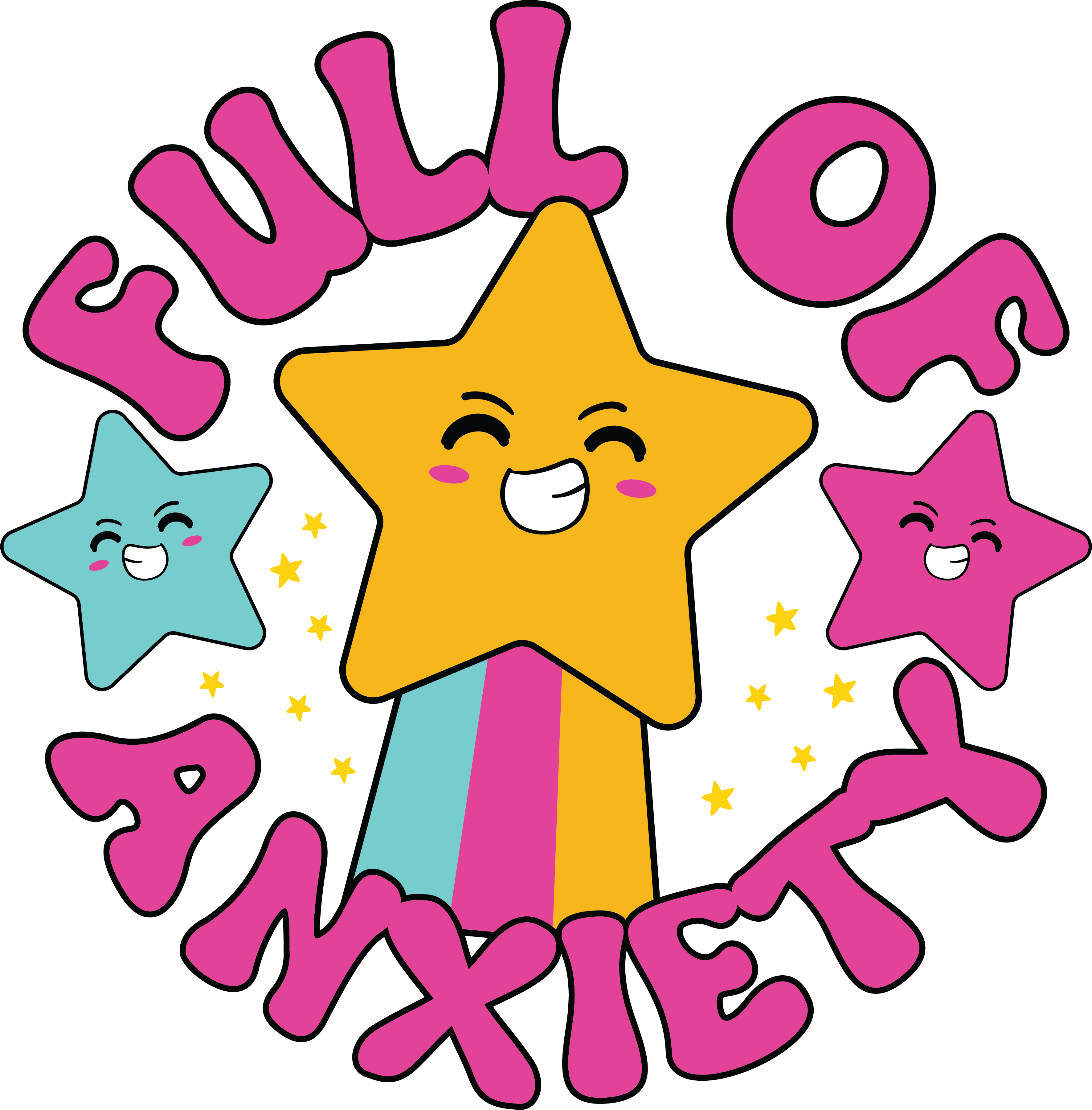 Full Of Anxiety Cute Star Character DTF Transfer