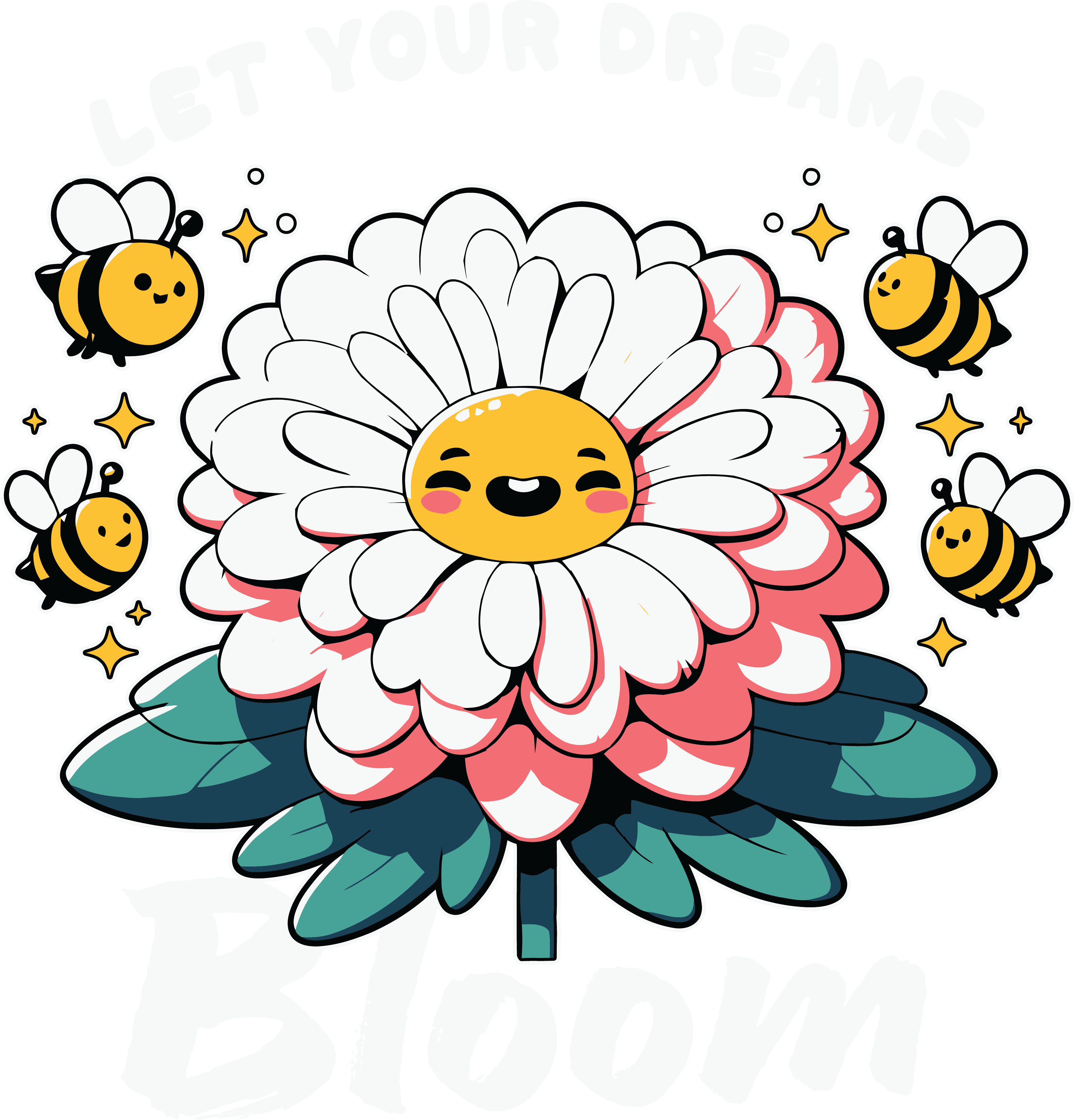 Let Your Dreams Bloom Cute Daisy Bee DTF Transfer
