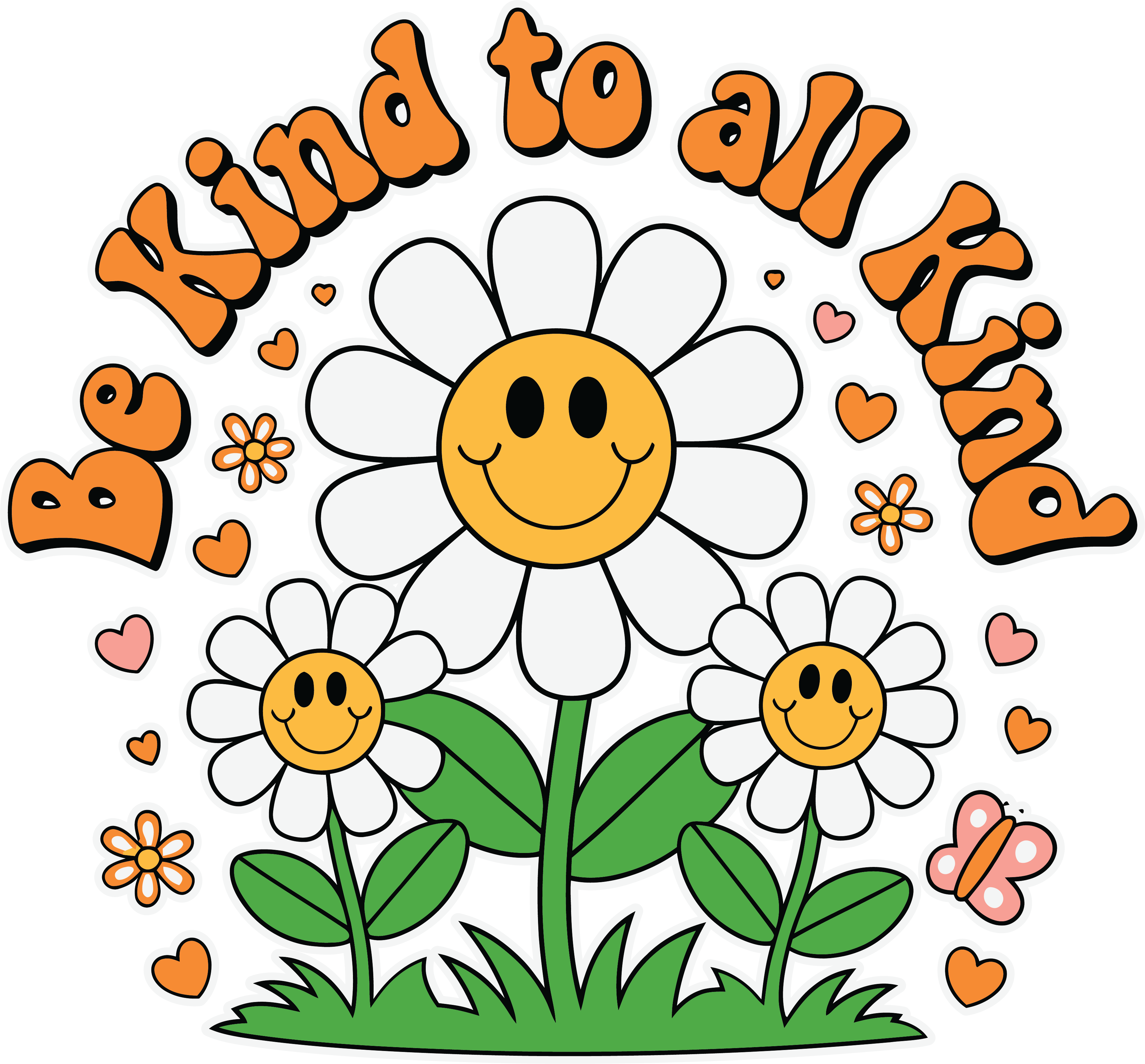 Be Kind To All Kinds Cute Daisy DTF Transfer