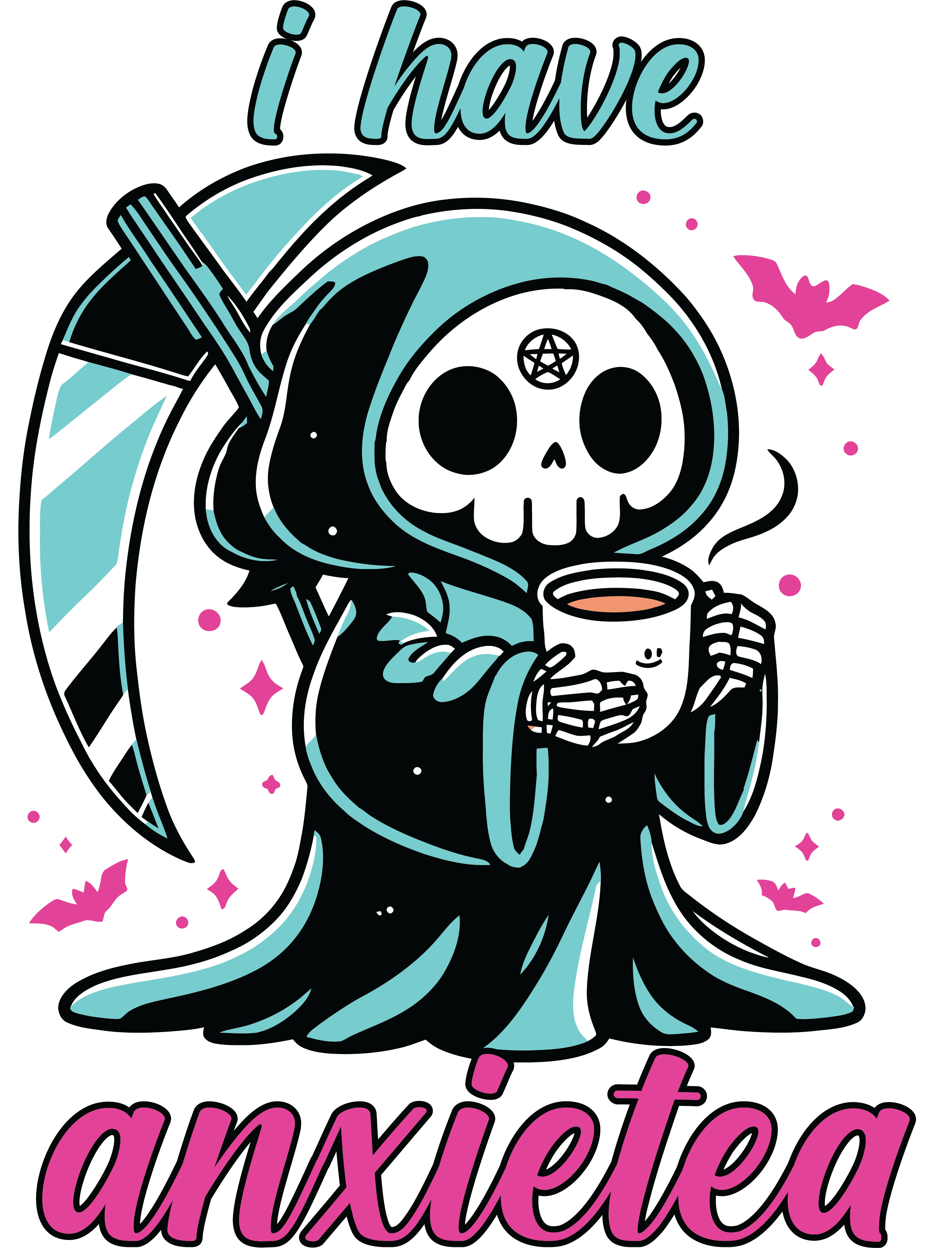 I Have Anxiety Cute Grim Reaper DTF Transfer
