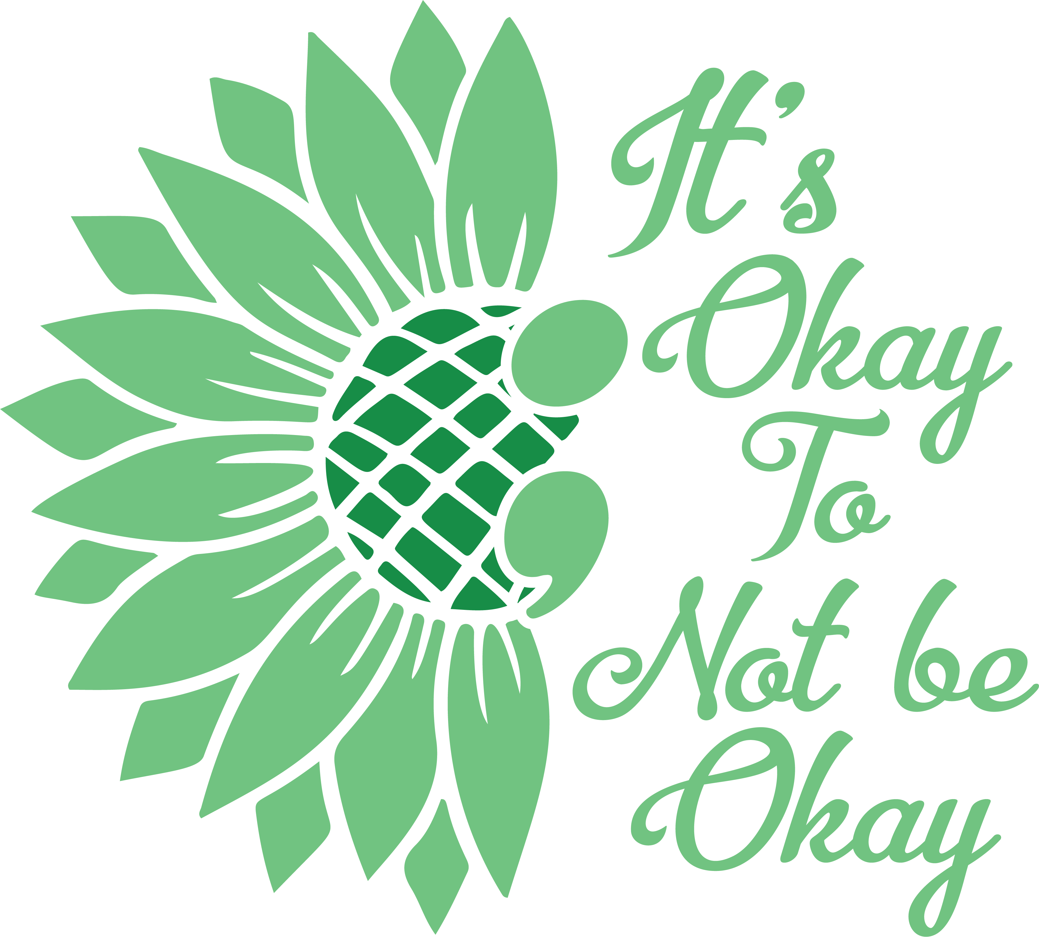 Its Okay To Not Be Okay Green Ribbon DTF Transfer