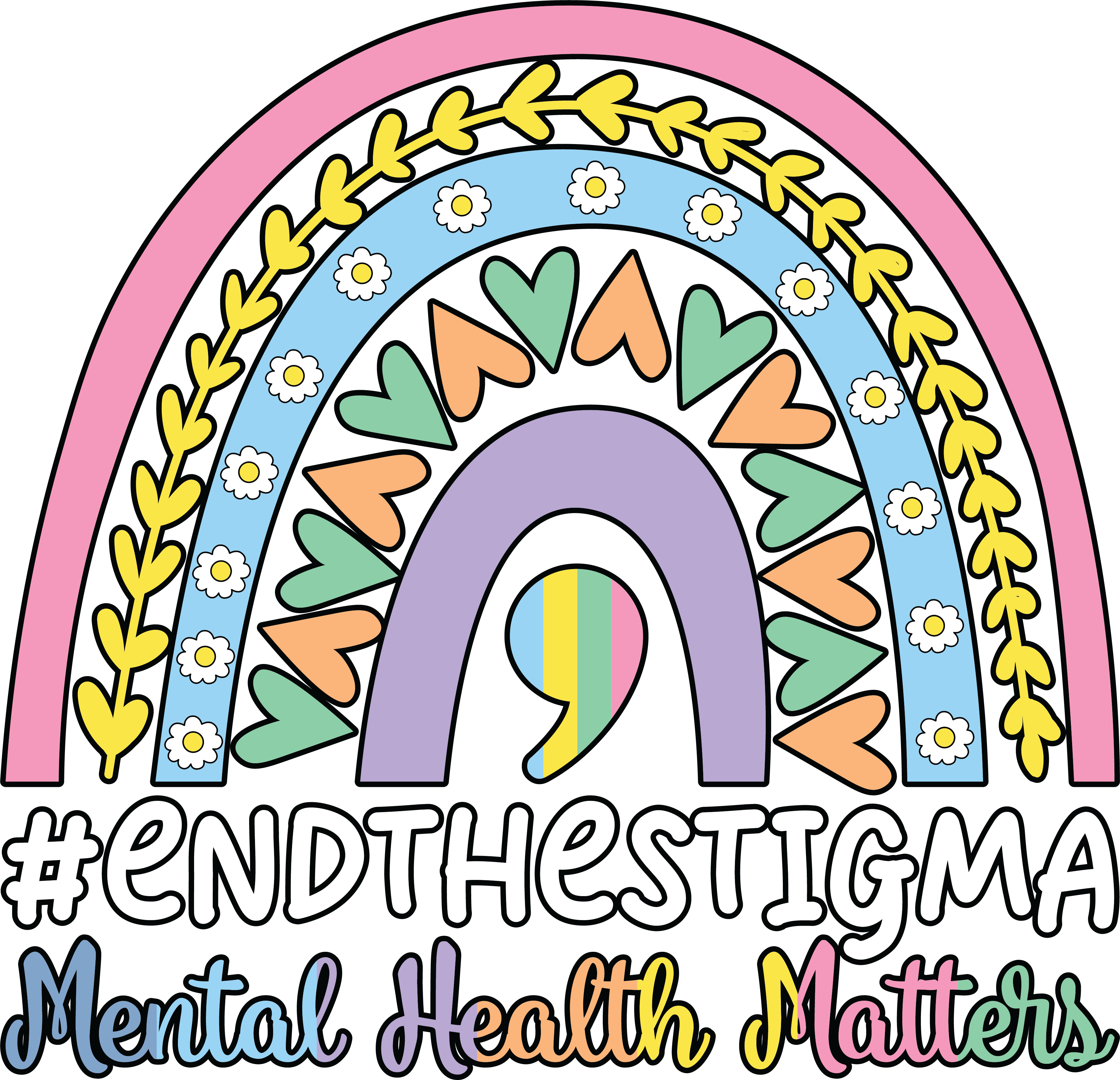 End The Stigma Mental Health Matters Rainbow DTF Transfer