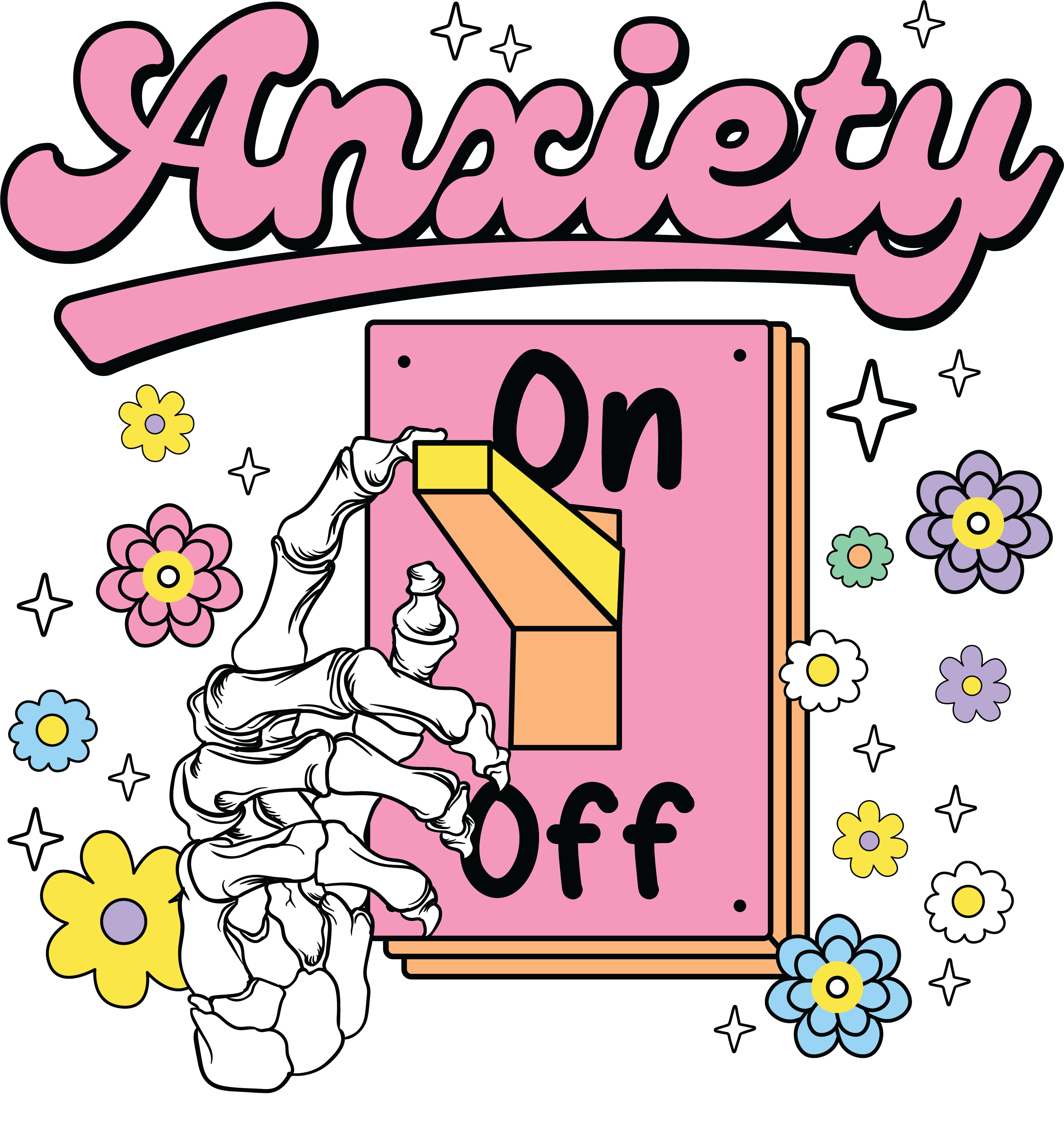 Anxiety On Off Switch Mental Health Awareness DTF Transfer