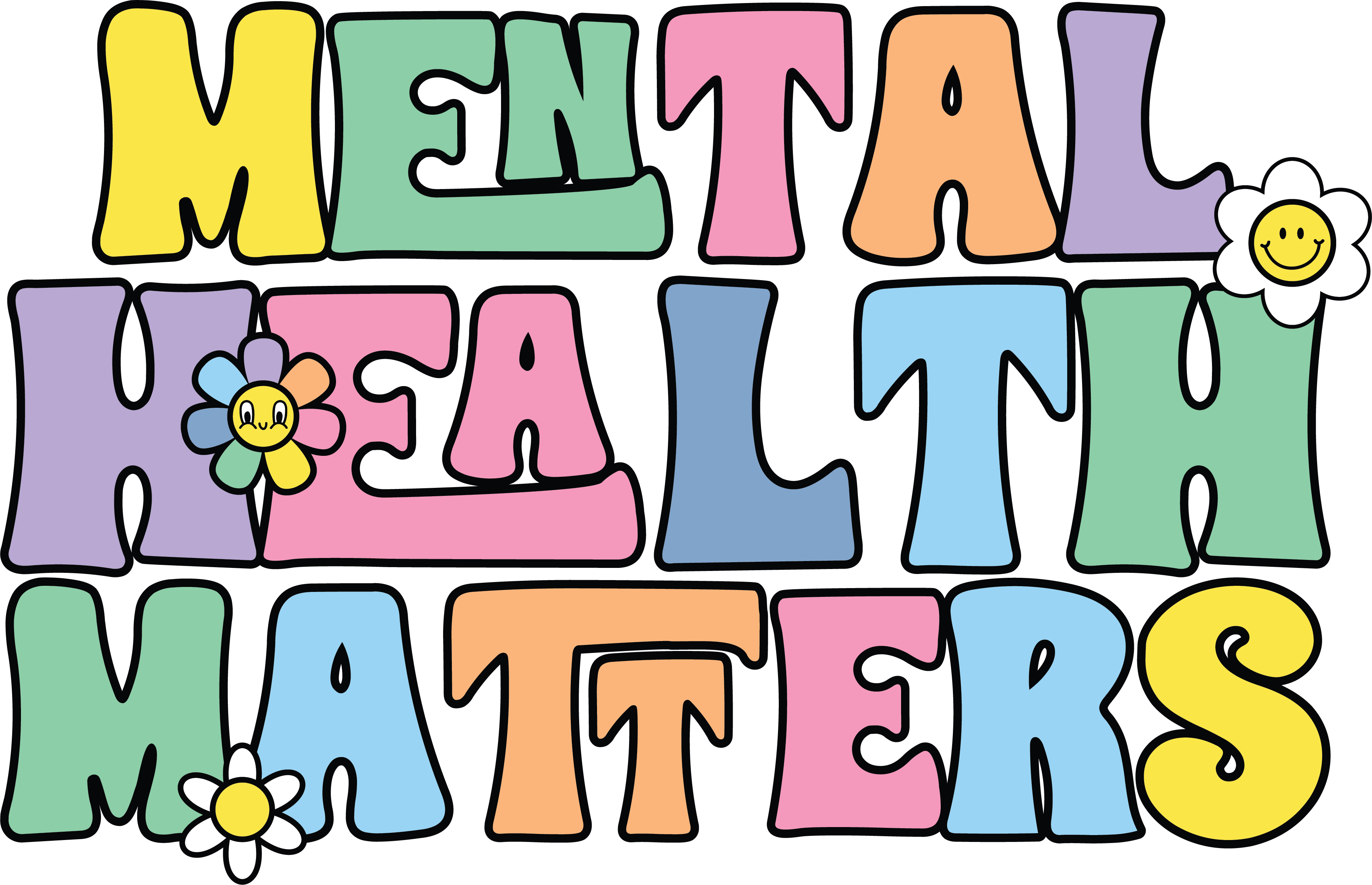 Mental Health Matters Retro Positive Mindset DTF Transfer