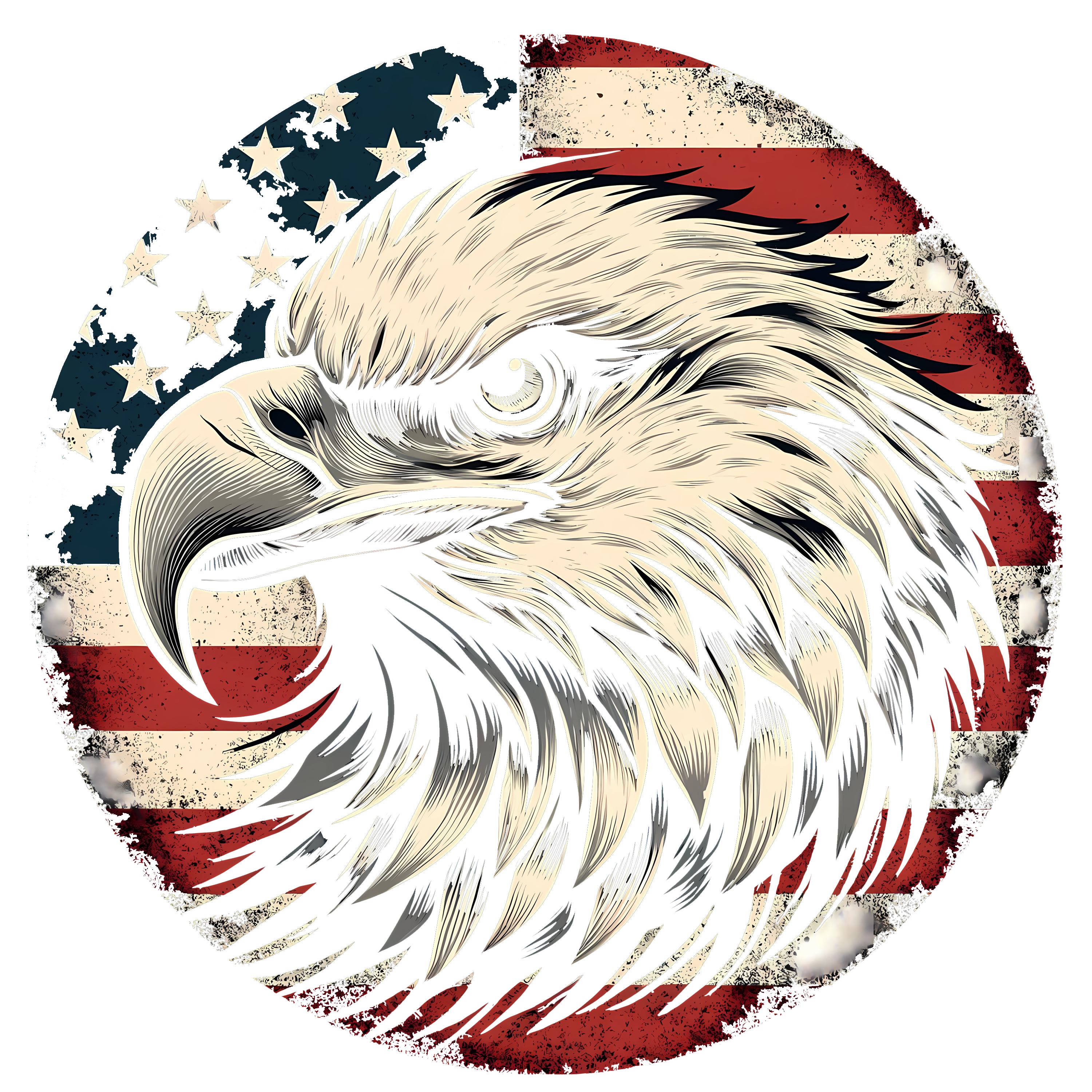 Patriotic Bald Eagle Head DTF Transfer