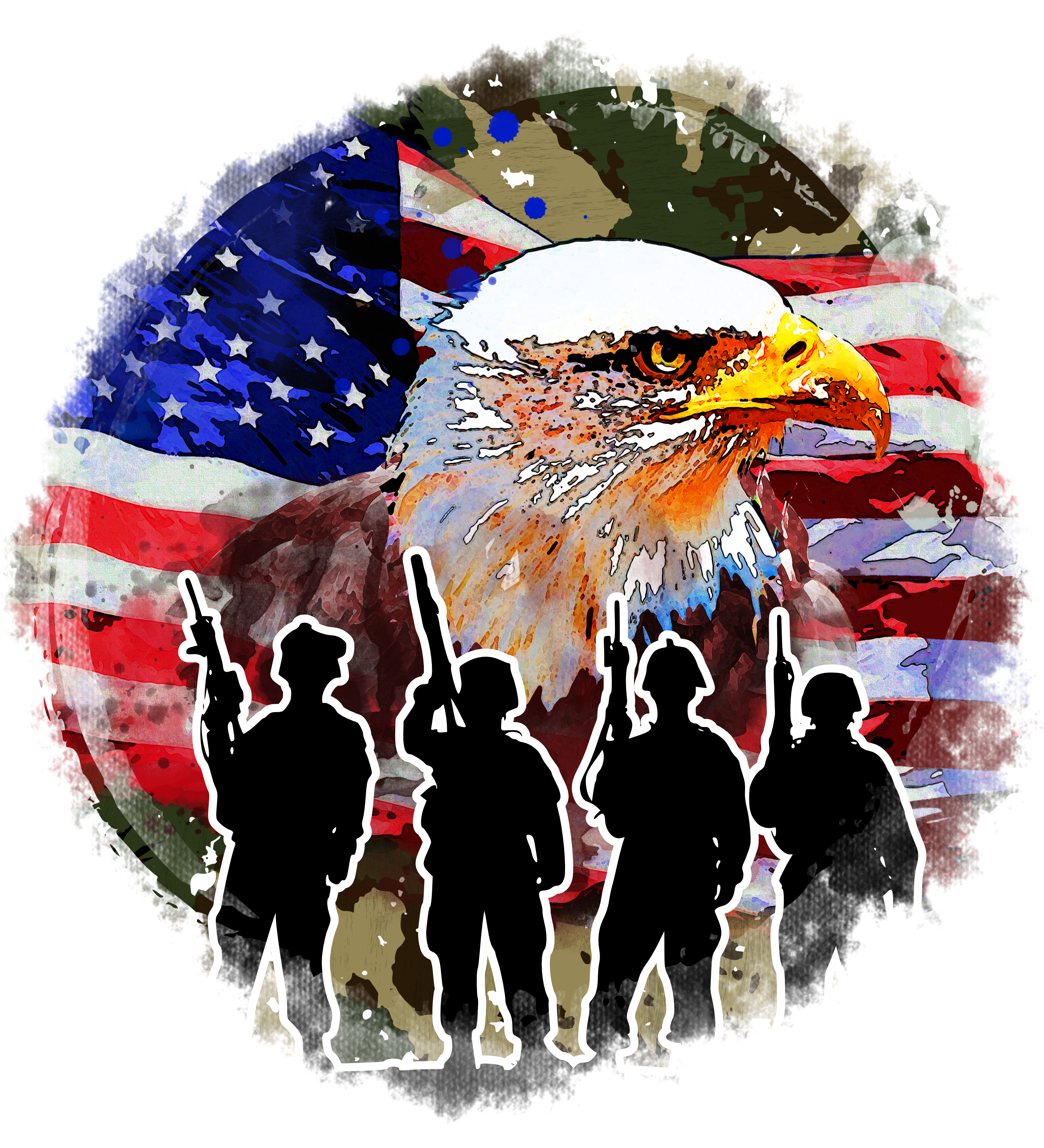 Patriotic Eagle And Soldiers DTF Transfer