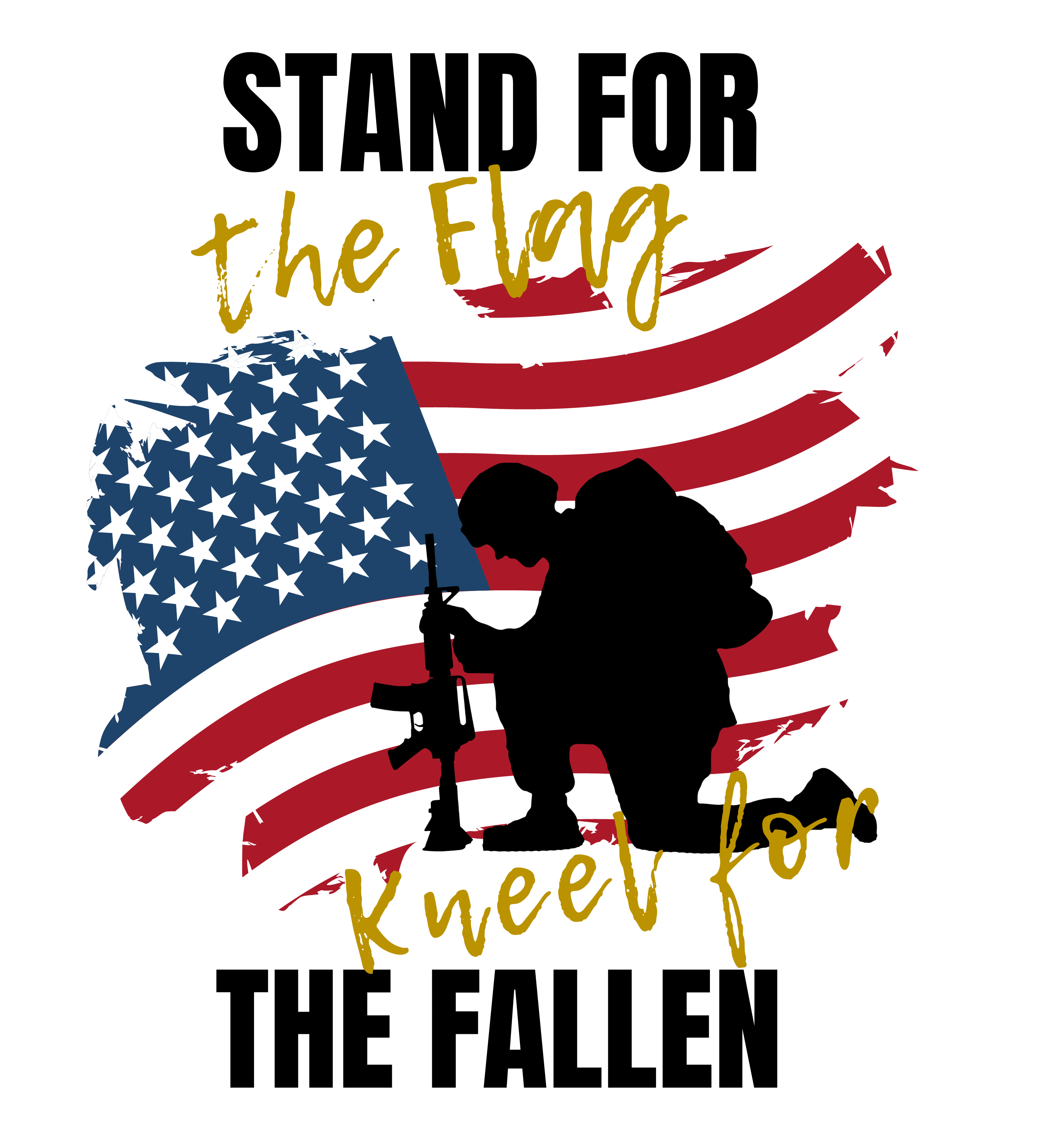The Flag Kneel For Patriotic Soldier DTF Transfer