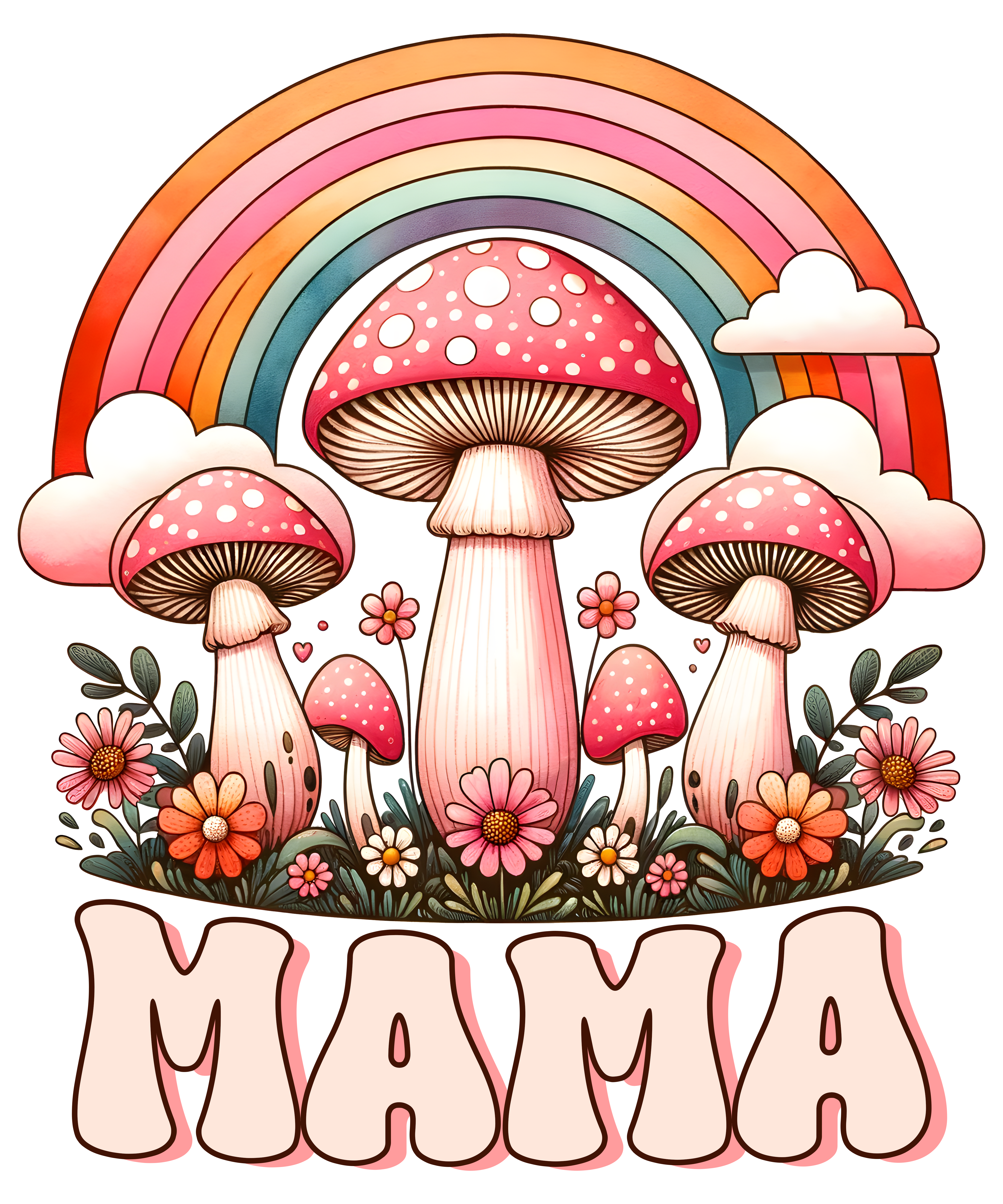 Rainbow Mushroom Mama DTF Transfer