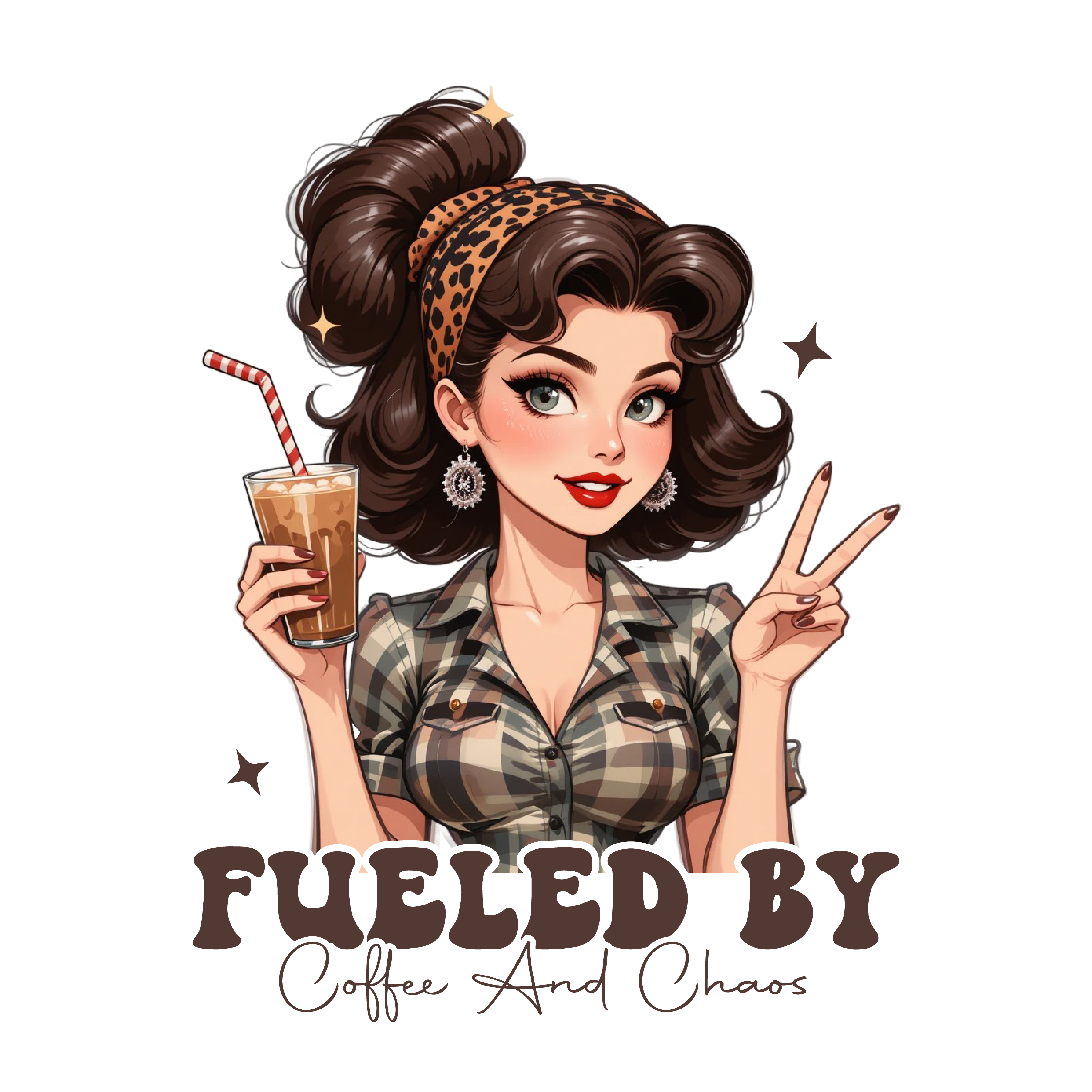 Fueled By Coffee And Chaos DTF Transfer