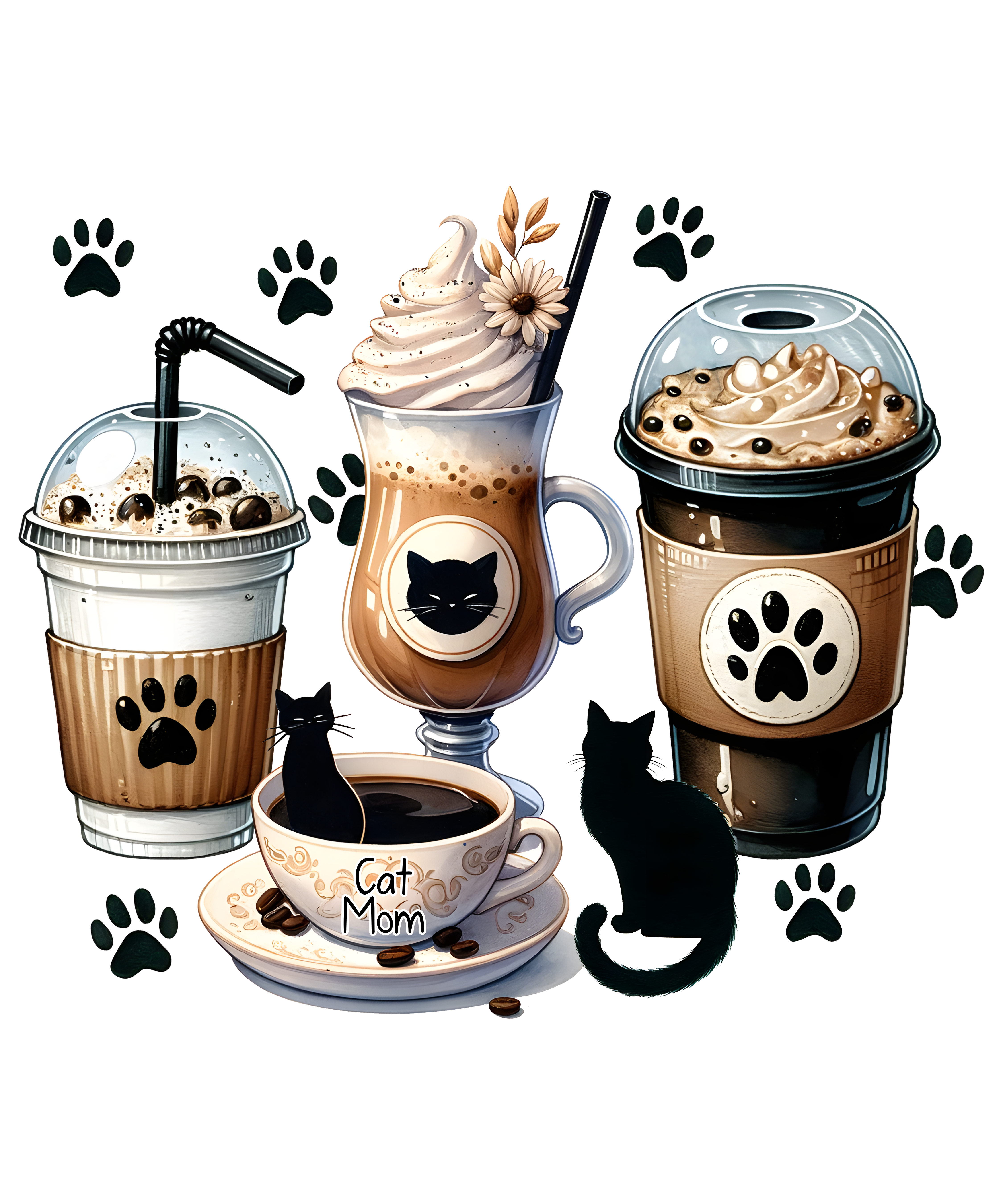 Cat Mom Coffee Collection DTF Transfer