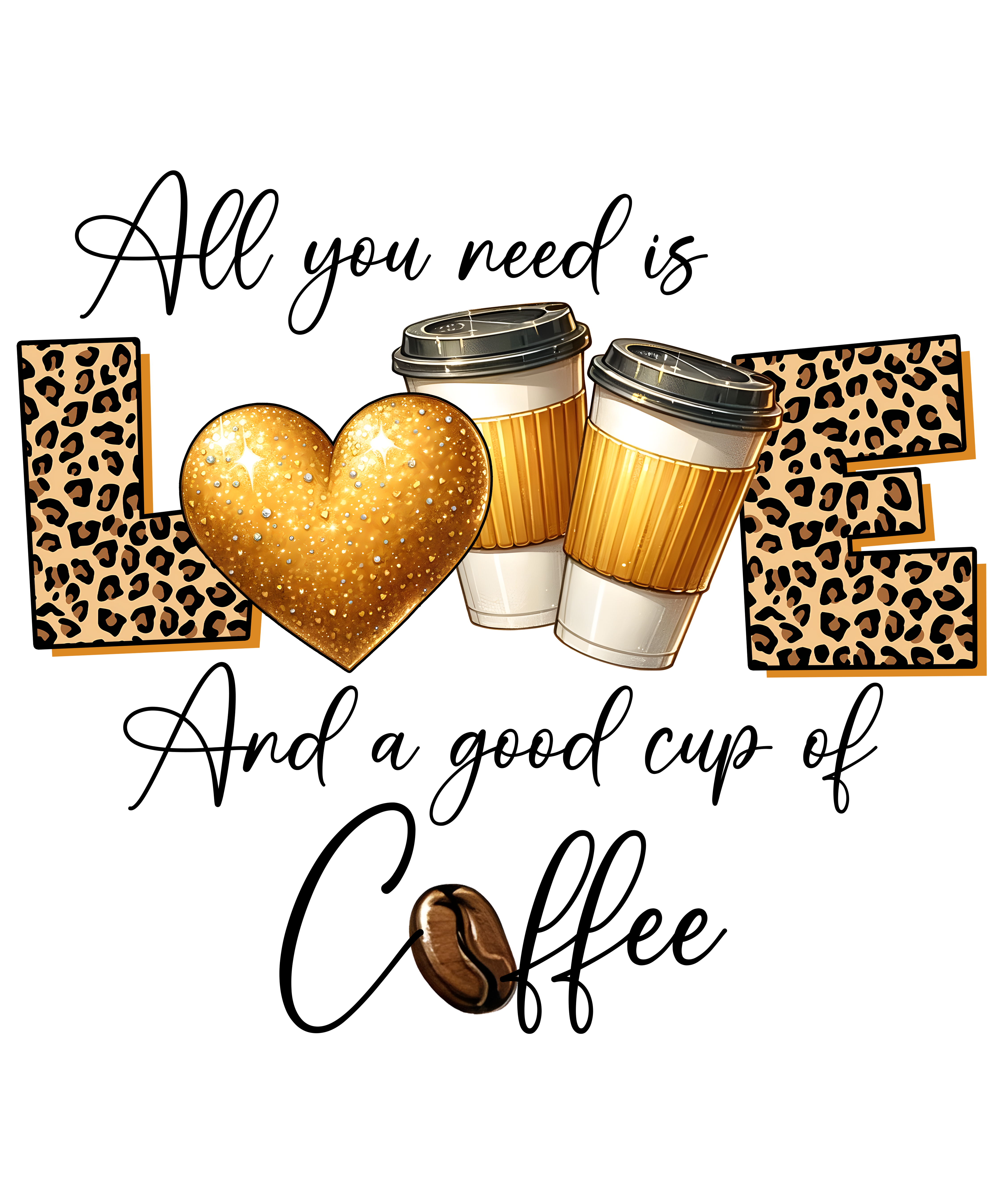 Leopard Love Coffee Mom DTF Transfer
