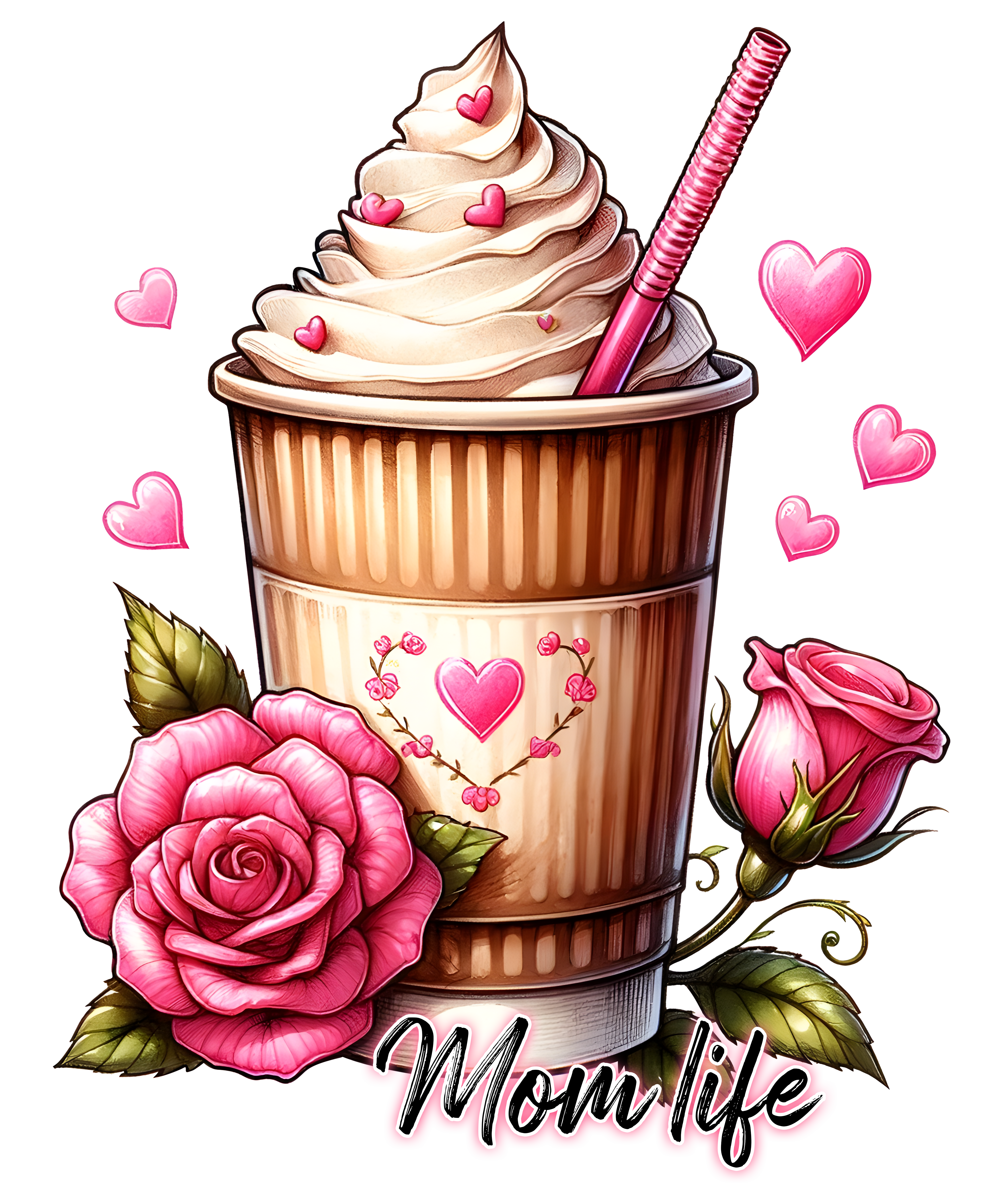 Coffee Roses Mom Life DTF Transfer
