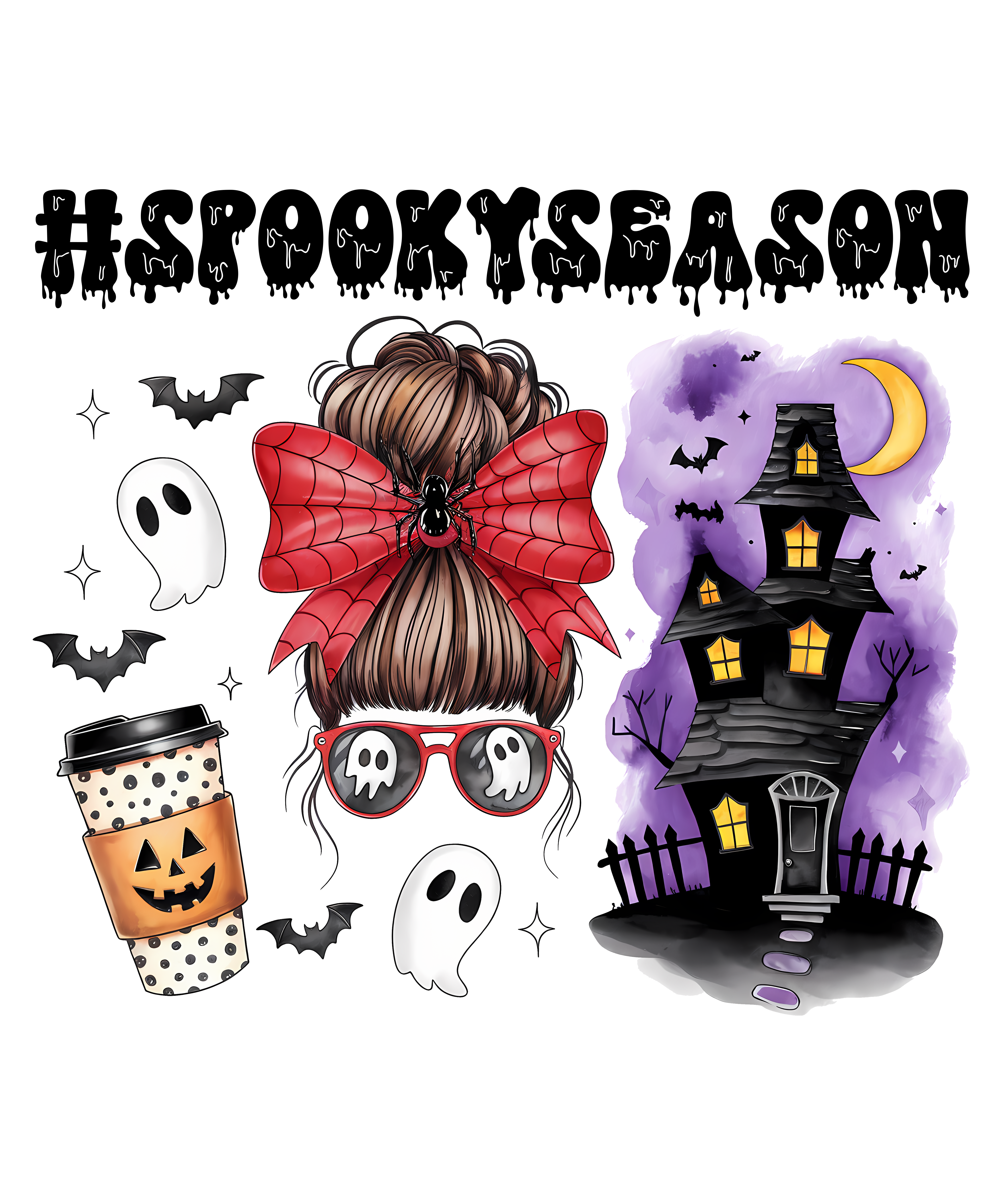 Spooky Halloween Coffee Mom DTF Transfer