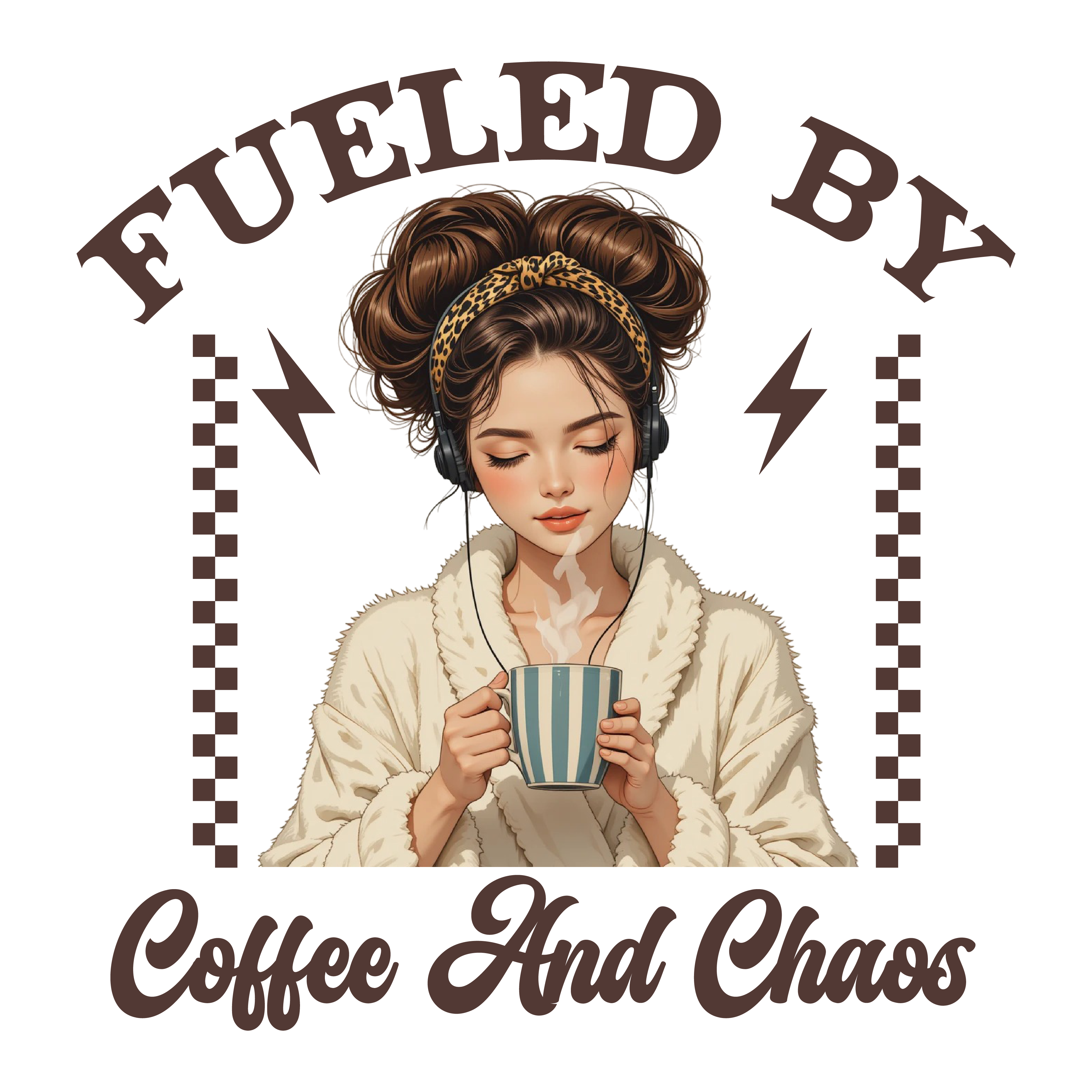 Fueled By Coffee And Chaos DTF Transfer
