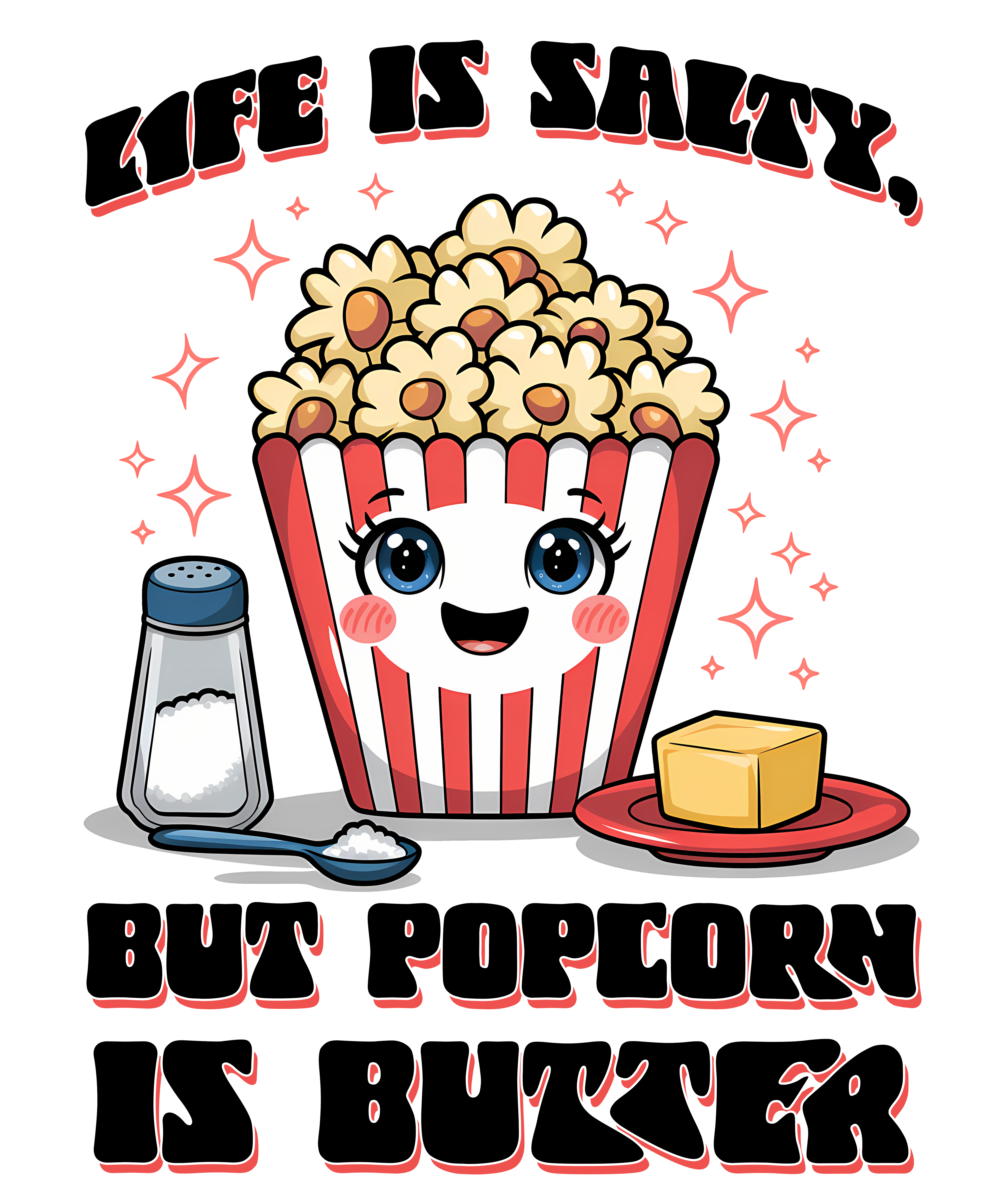 Life Is Salty Popcorn Is Butter DTF Transfer