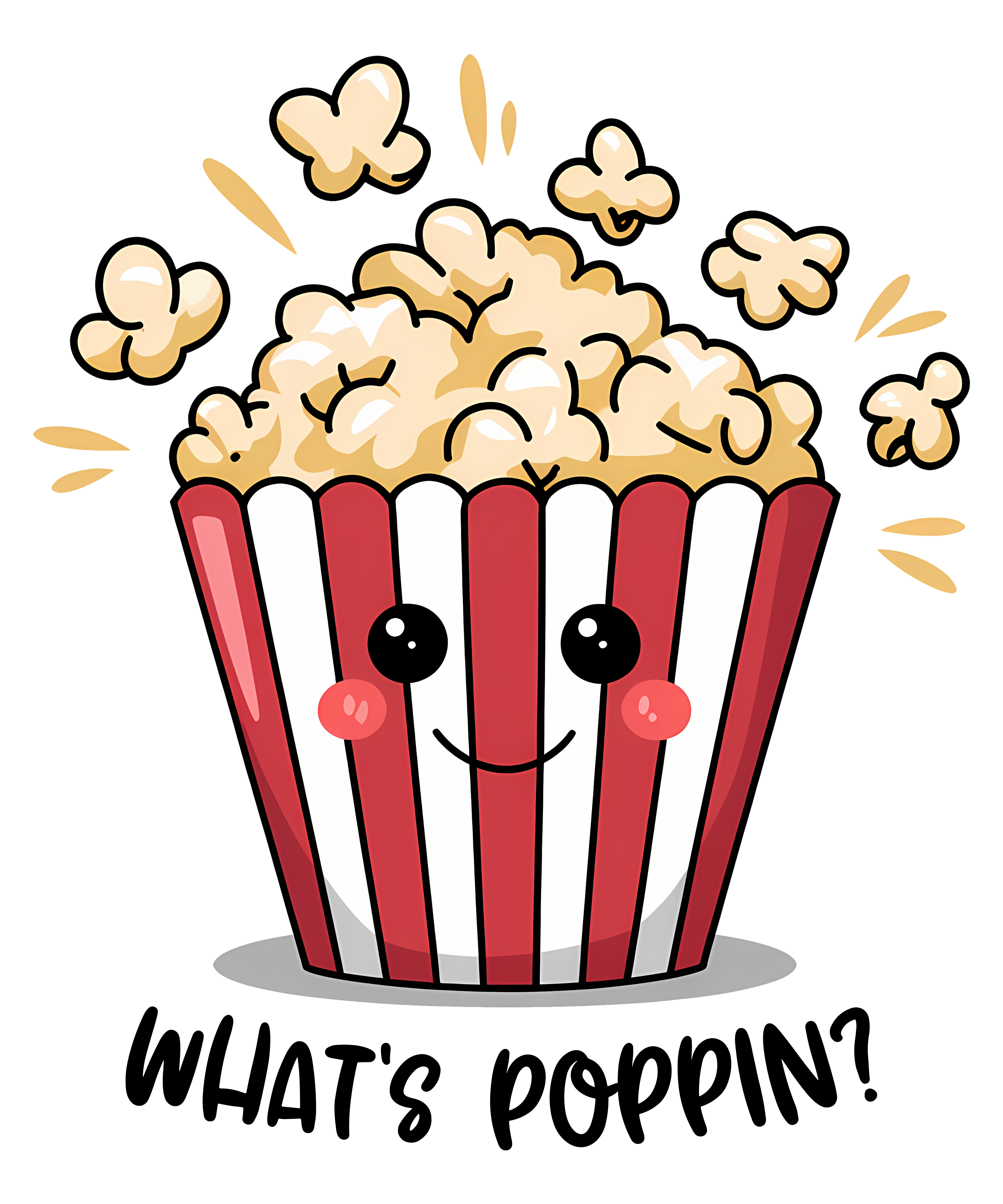 Cute Happy Popcorn DTF Transfer