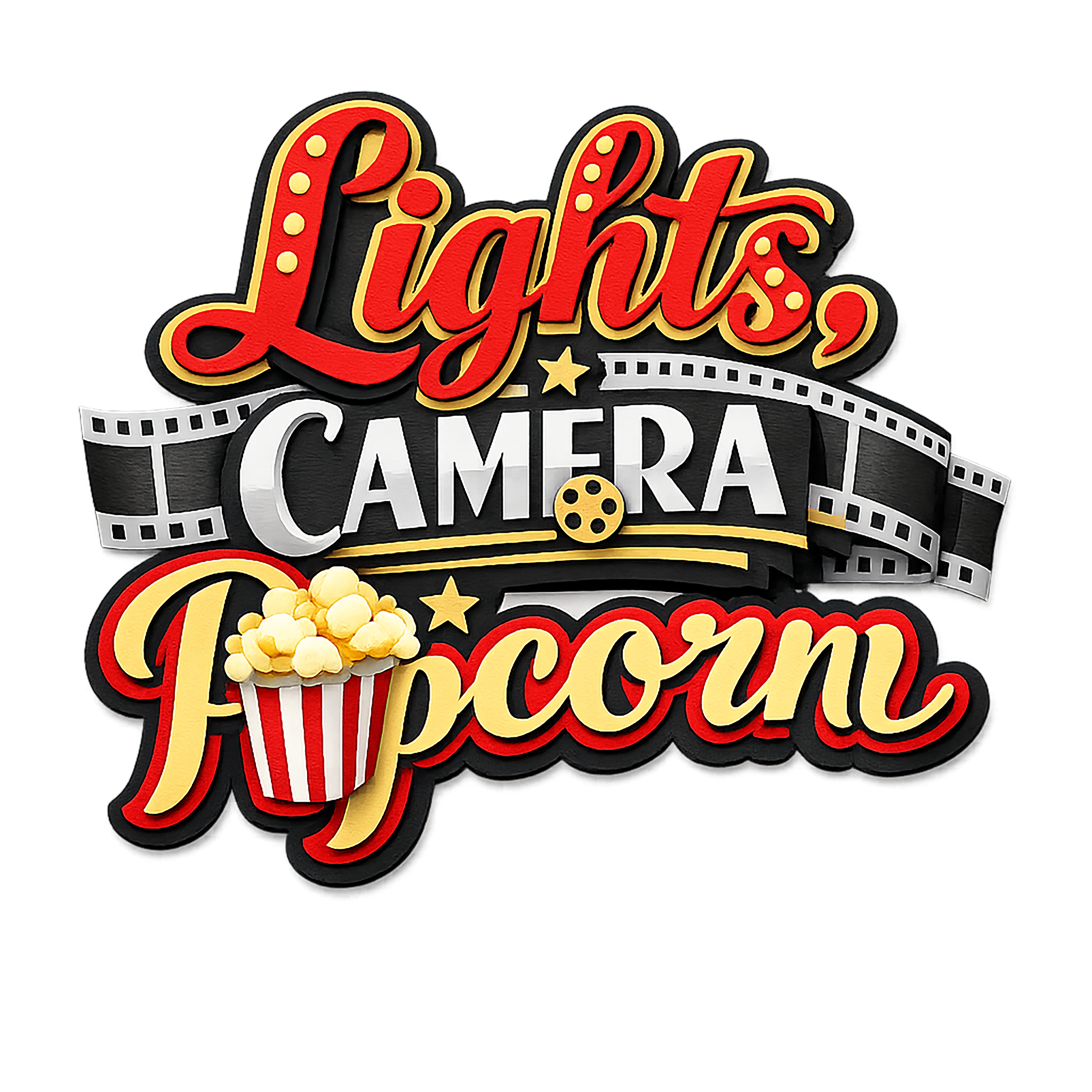 Lights Camera Popcorn DTF Transfer