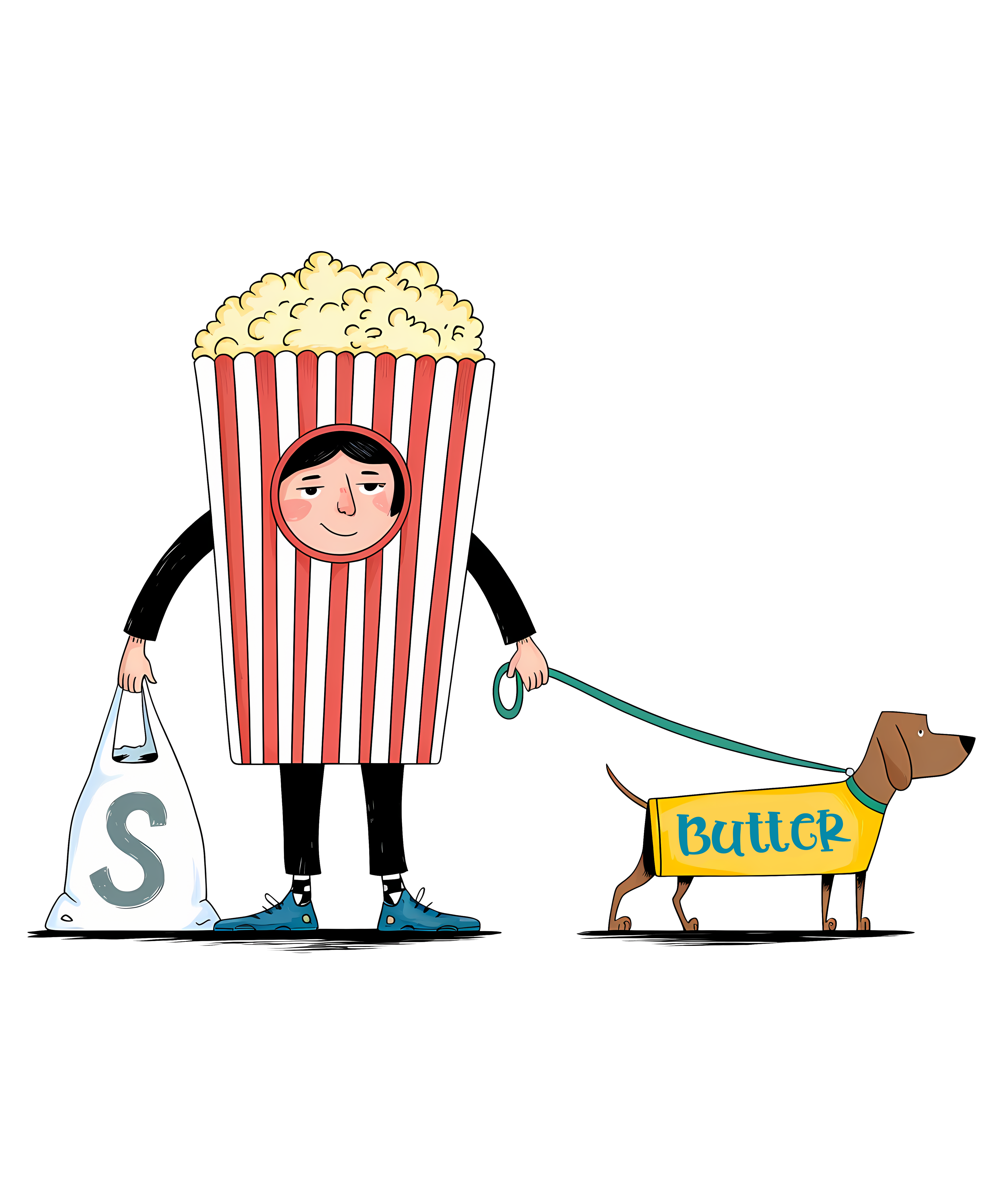Popcorn Costume With Butter Dog DTF Transfer