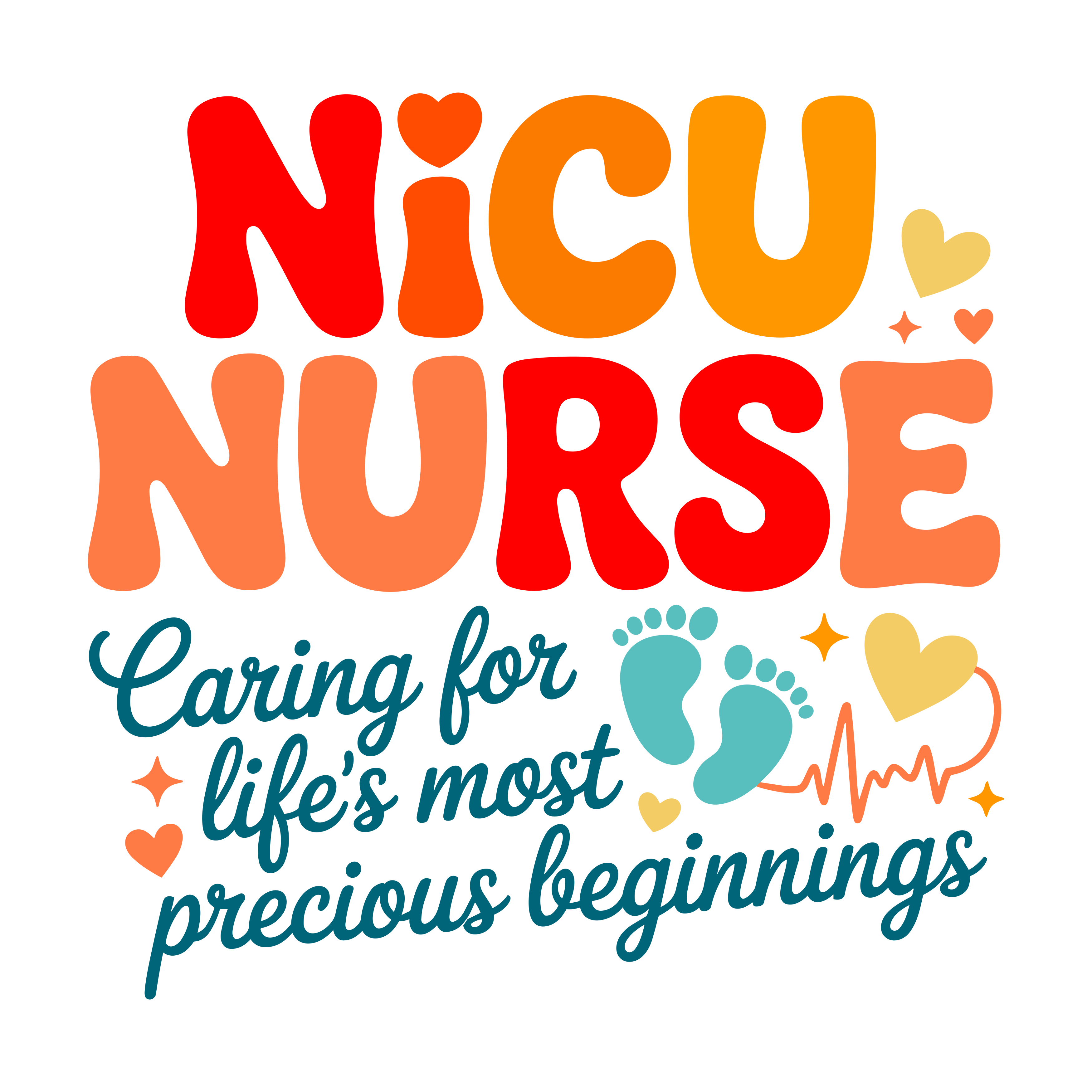 Nicu Nurse Caring For Precious Beginnings DTF Transfer