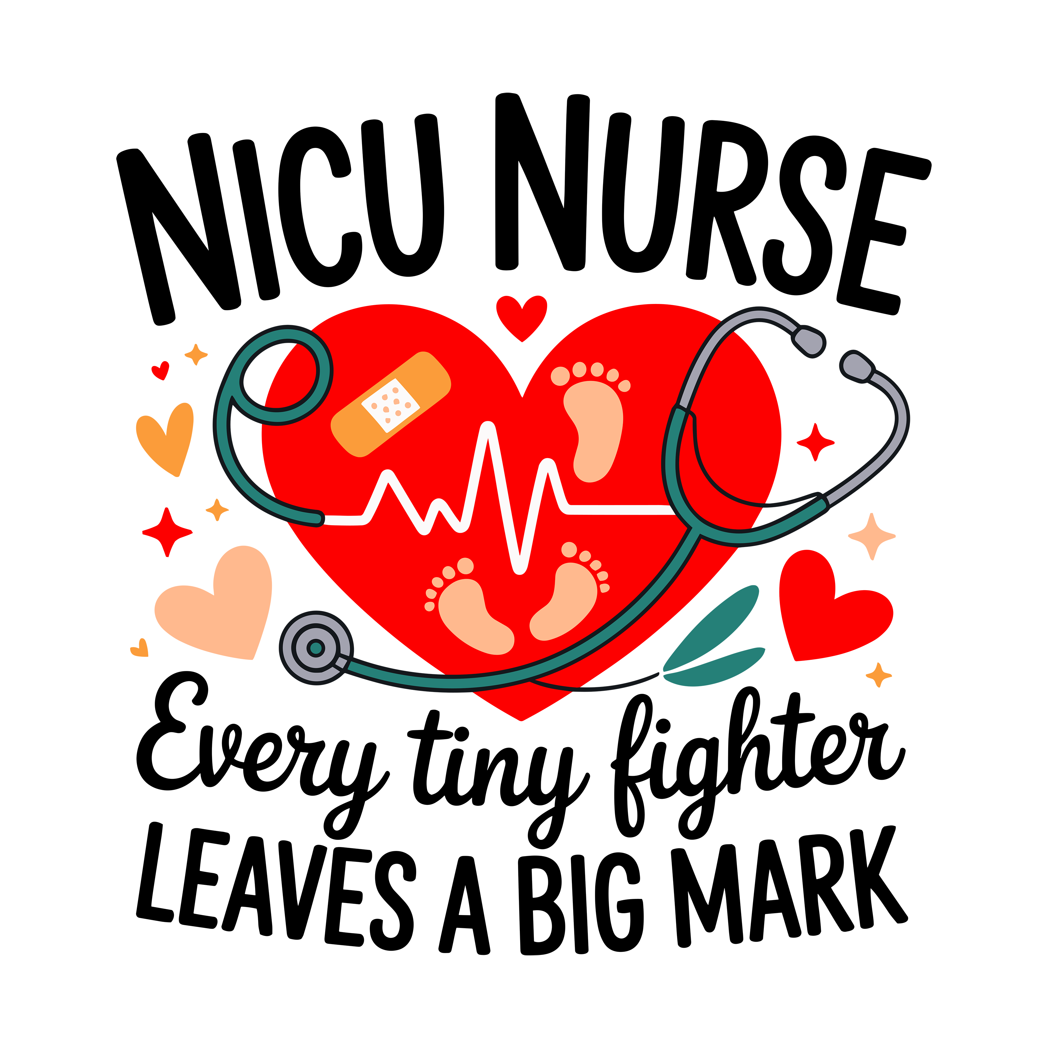 Nicu Nurse Caring For Tiny Heartbeats DTF Transfer