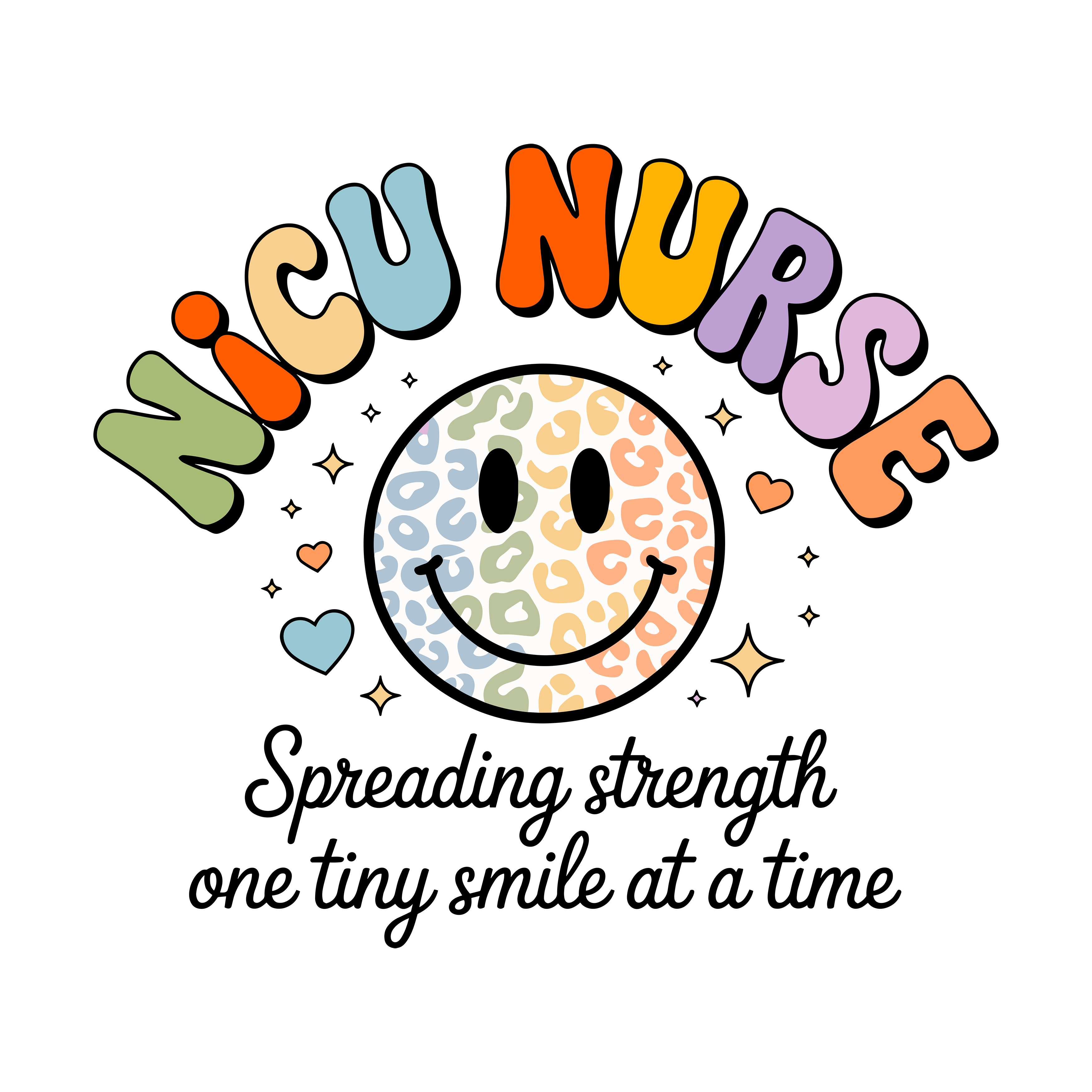 Cheerful Nicu Nurse Smiley Face DTF Transfer