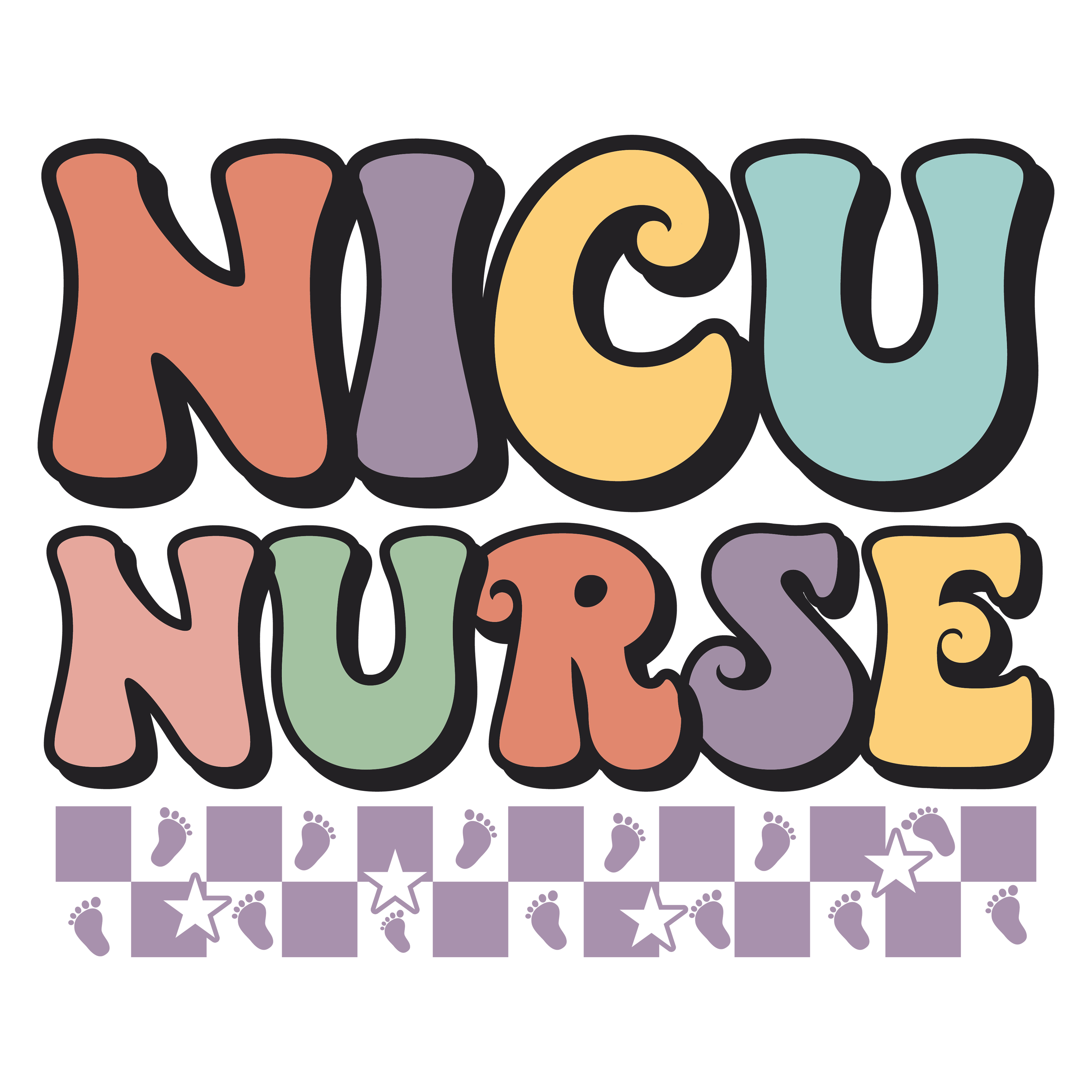 Nicu Nurse Tiny Footprints And Stars DTF Transfer