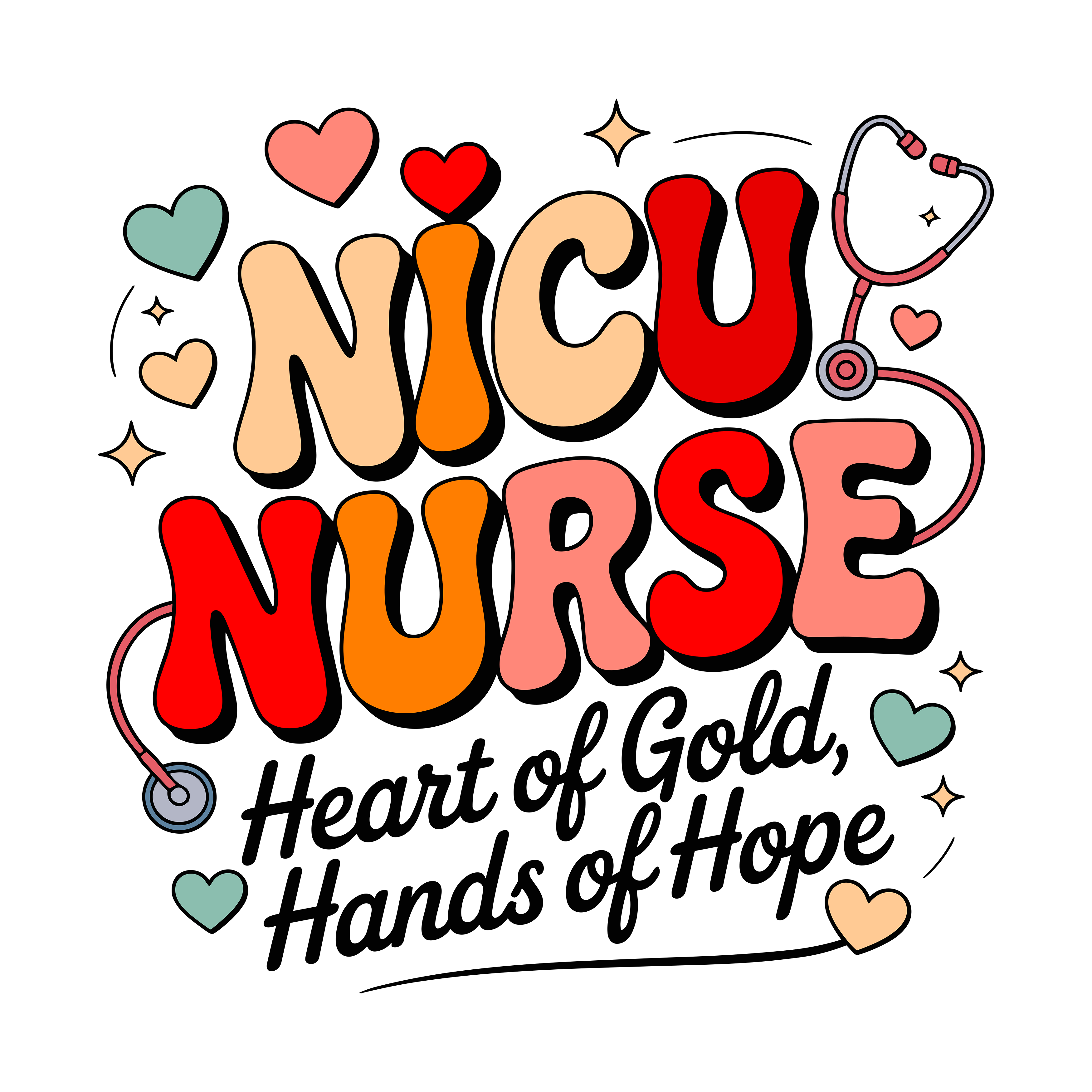 Nicu Nurse Heartbeats Hope And Healing DTF Transfer