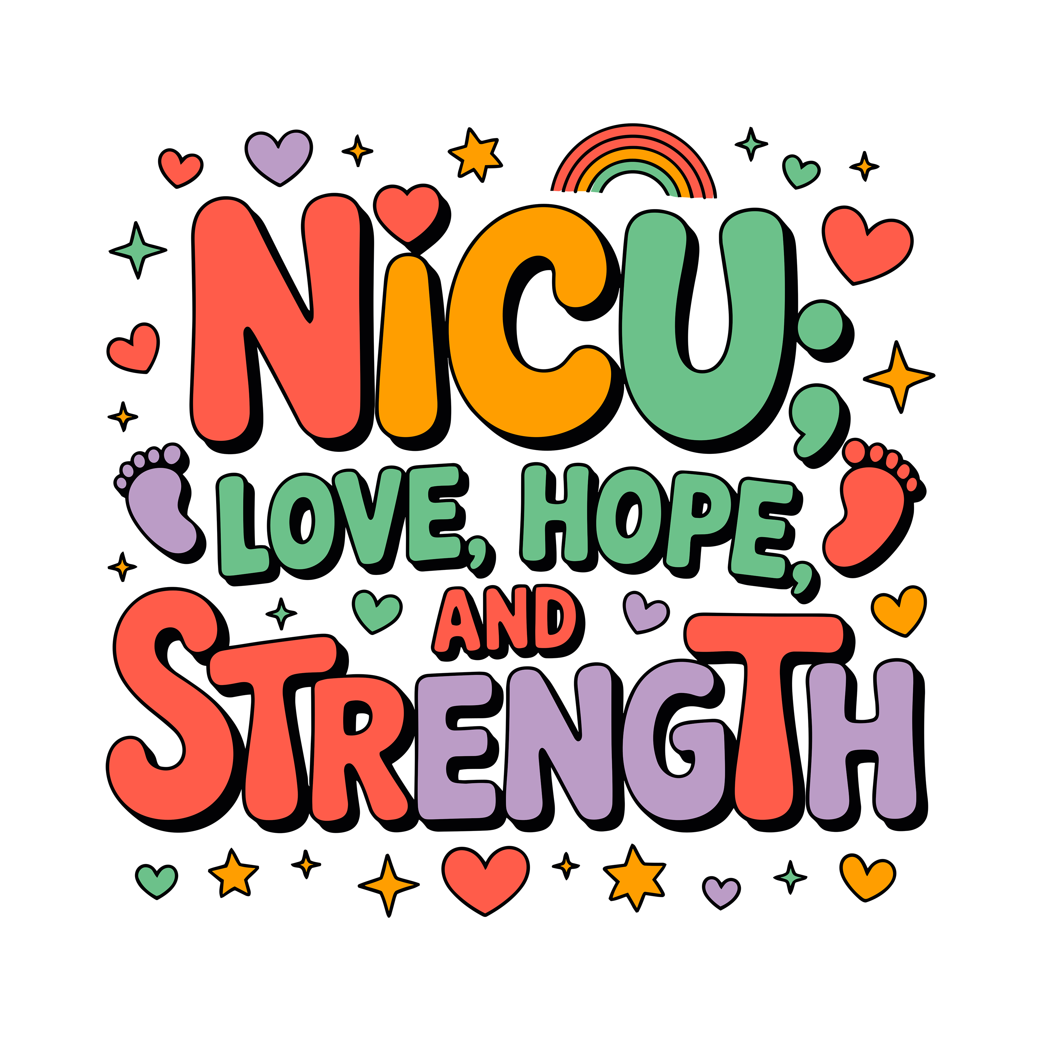 Nicu Nurse Love Hope And Strength DTF Transfer