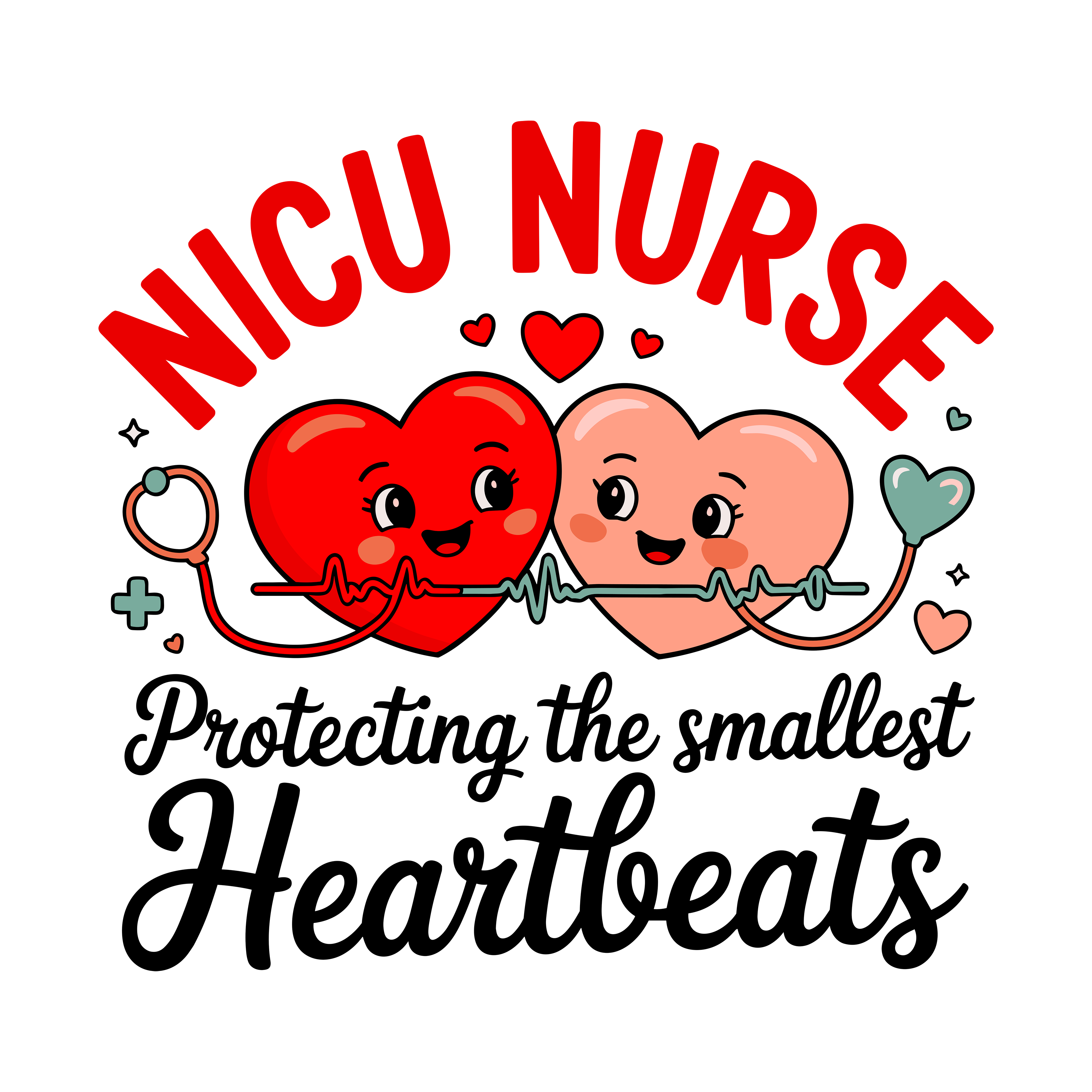 Nicu Nurse Caring Hearts Together DTF Transfer